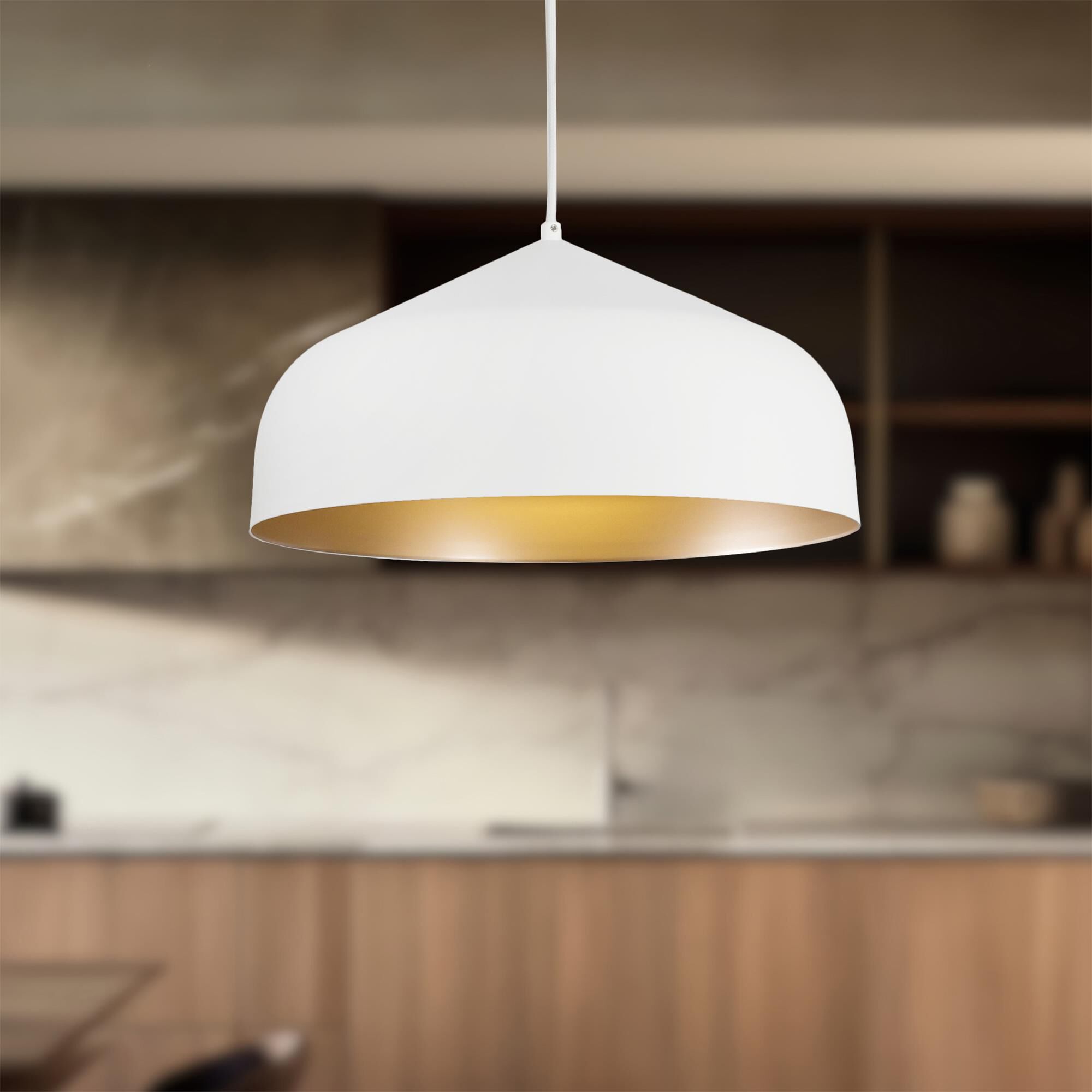 Shown in White - Gold finish and Spun Metal shade