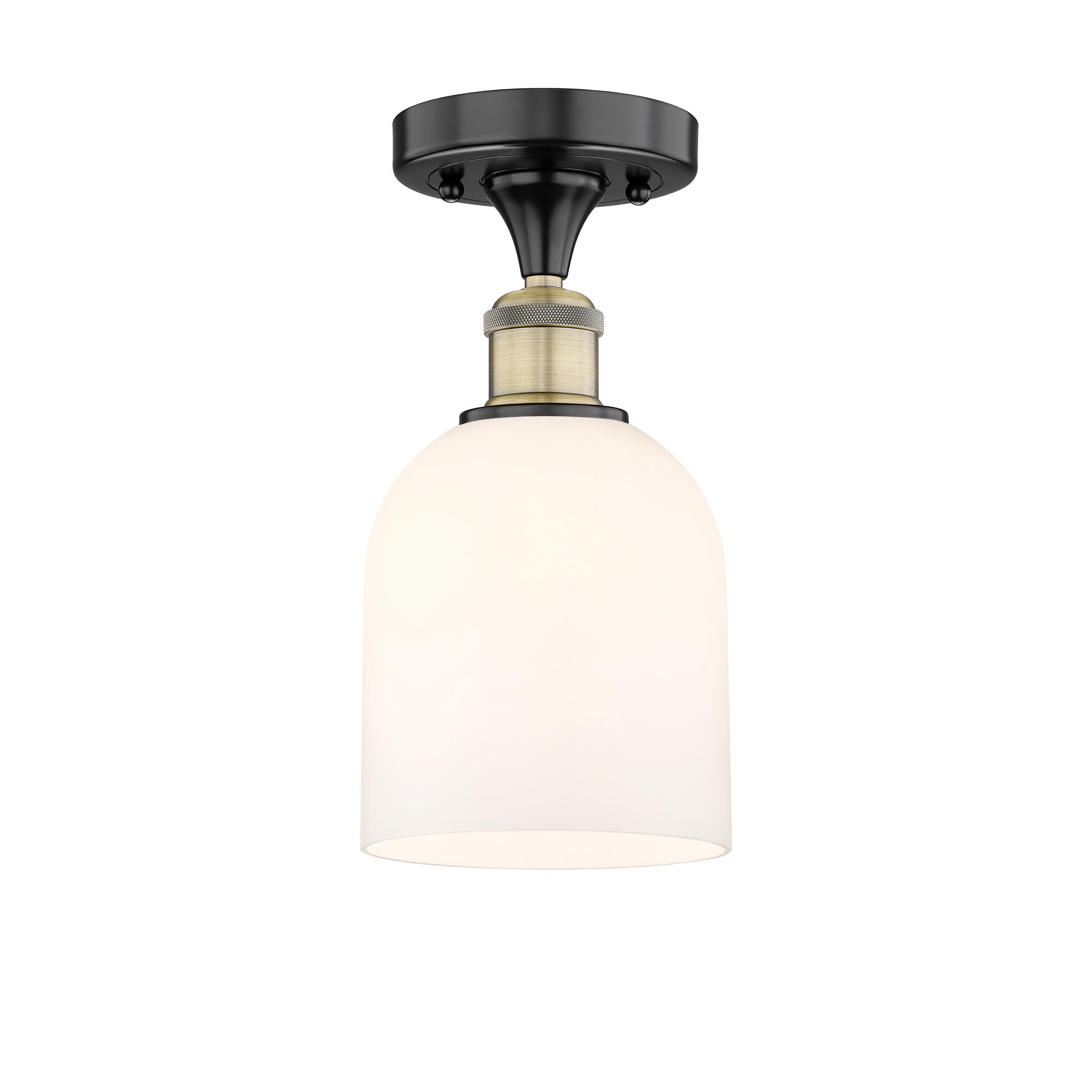Shown in Black Antique Brass finish and Glossy White glass