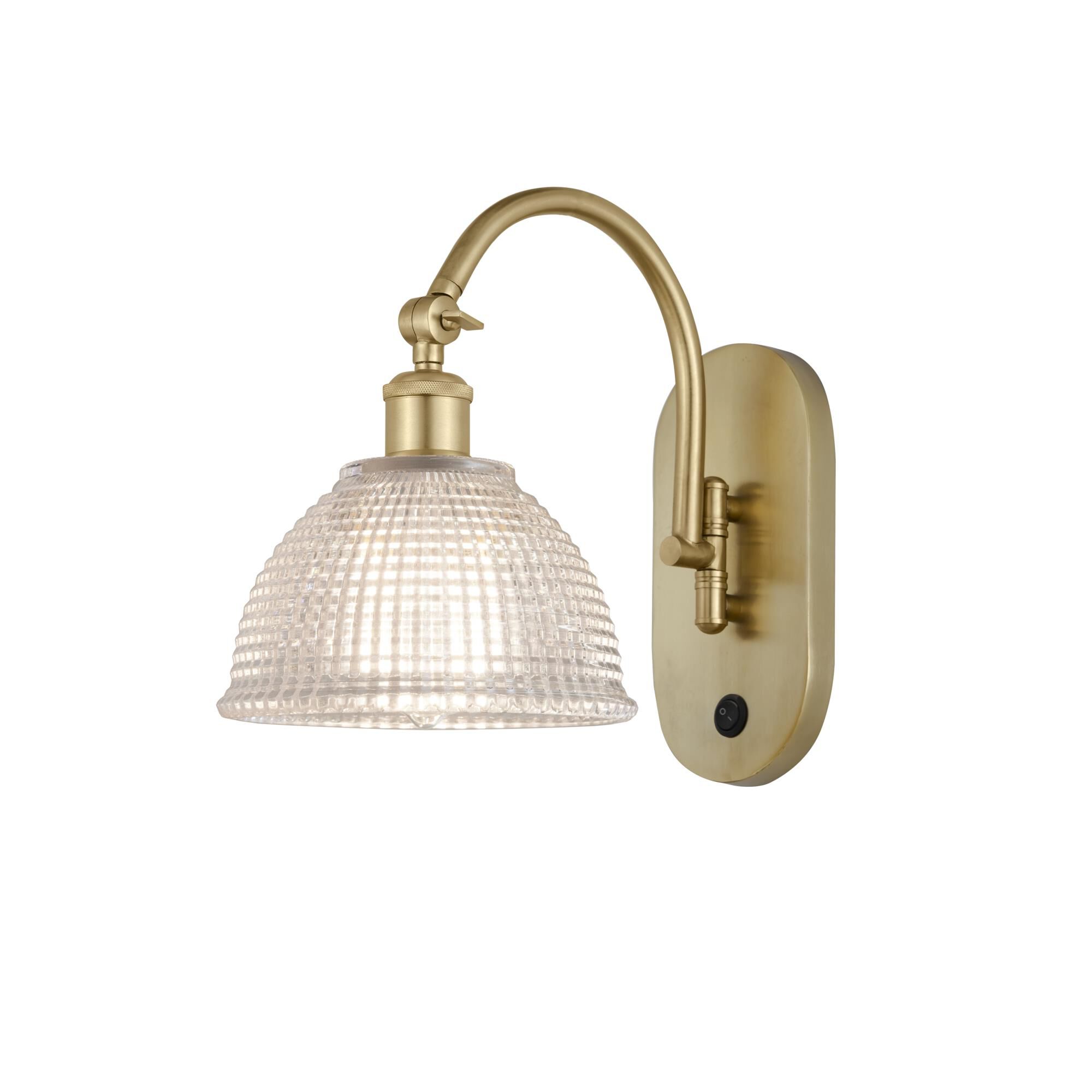 Shown in Satin Gold finish and Clear glass