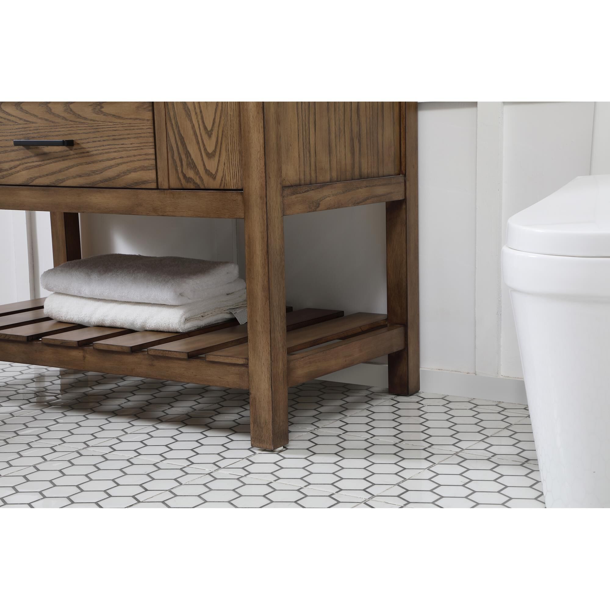 Shown in Driftwood finish and Without Backsplash accent