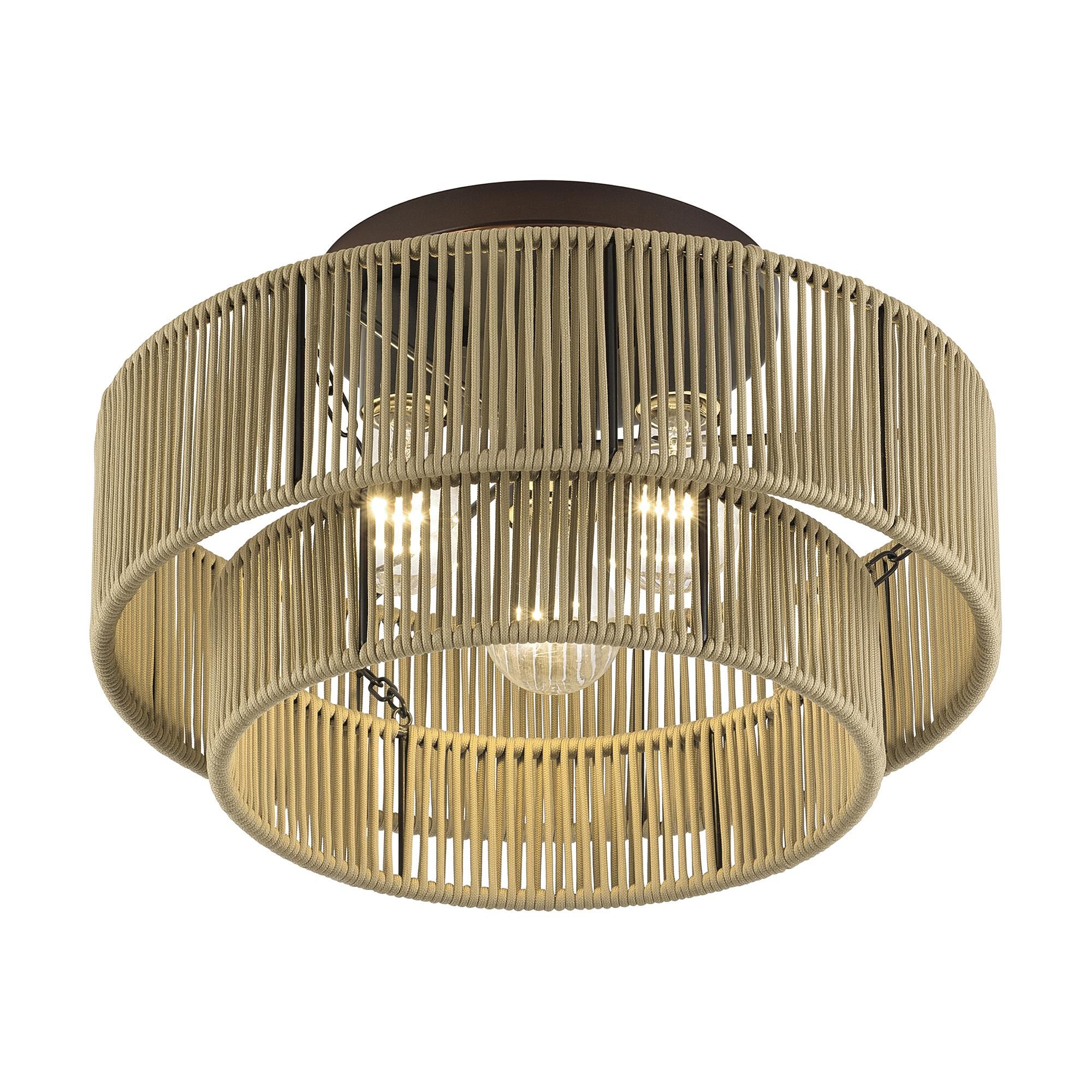 Shown in English Bronze finish and Hand-Woven Venetian Gold Color Polyester Rope shade