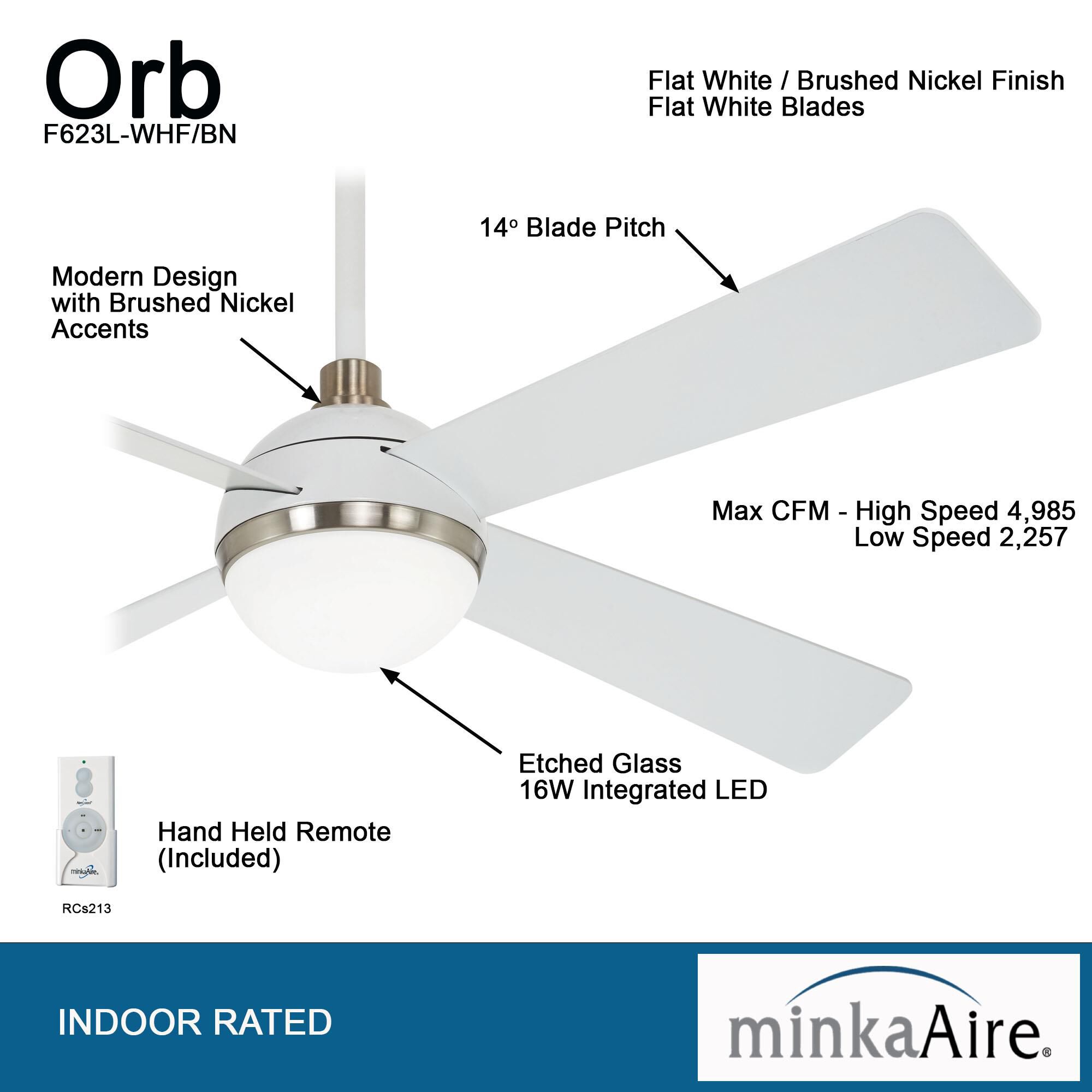 Orb 54 Inch Ceiling Fan with Light Kit by Minka Aire by Minka Aire