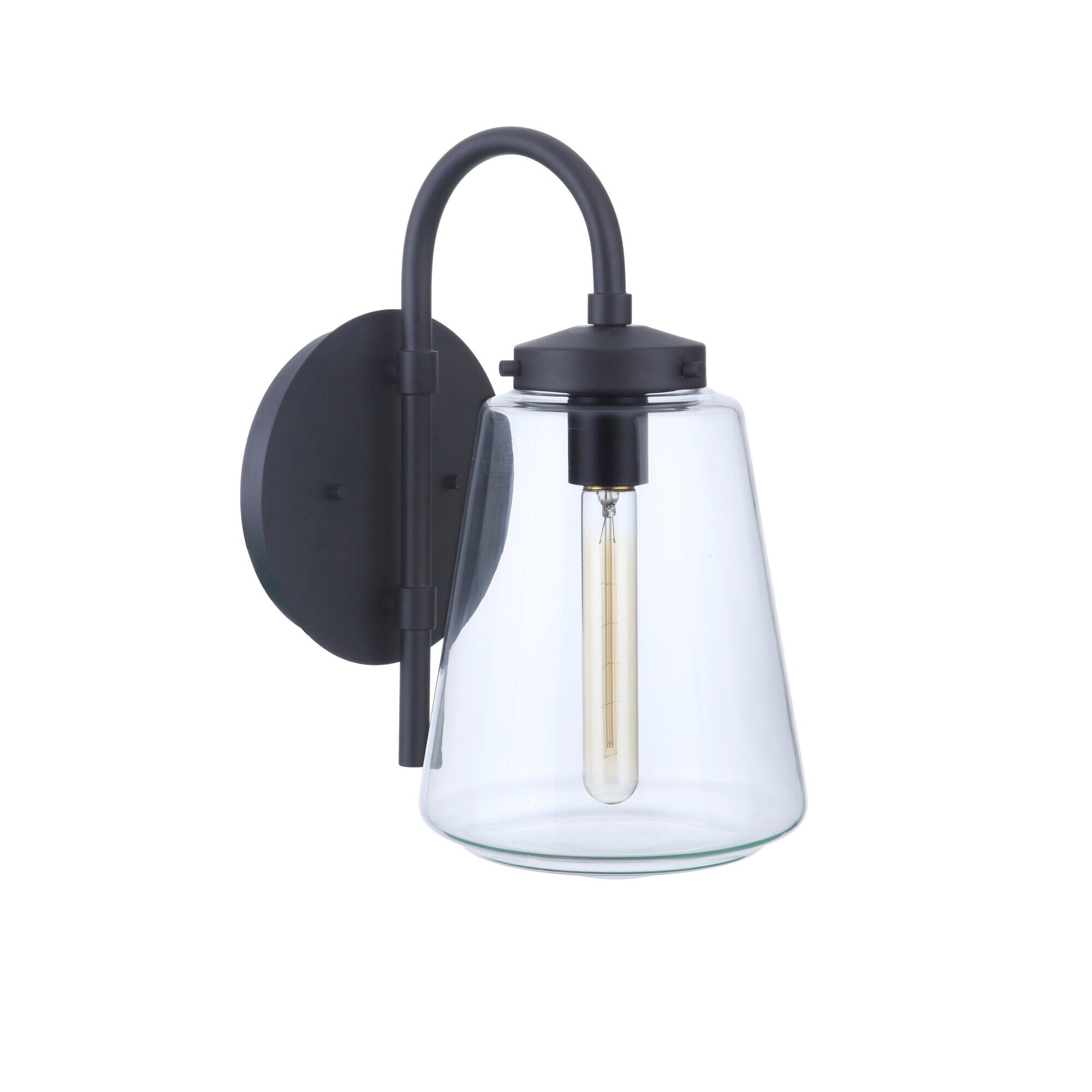 Shown in Midnight finish and Clear glass and Glass shade
