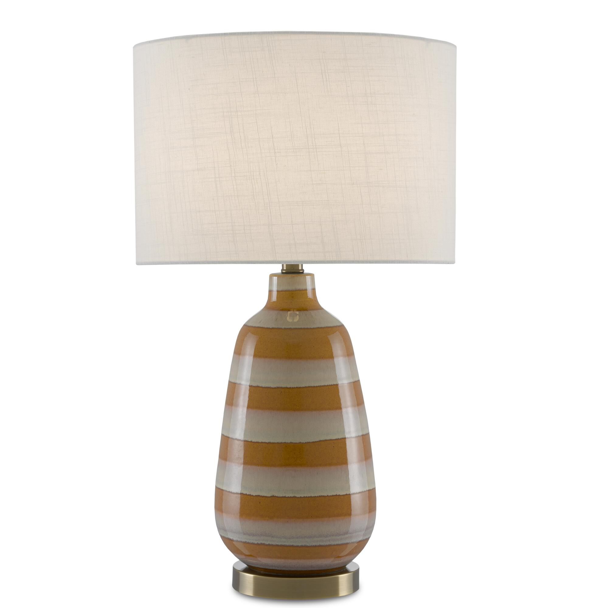 Shown in Orange/Oyster White finish and Natural Linen shade