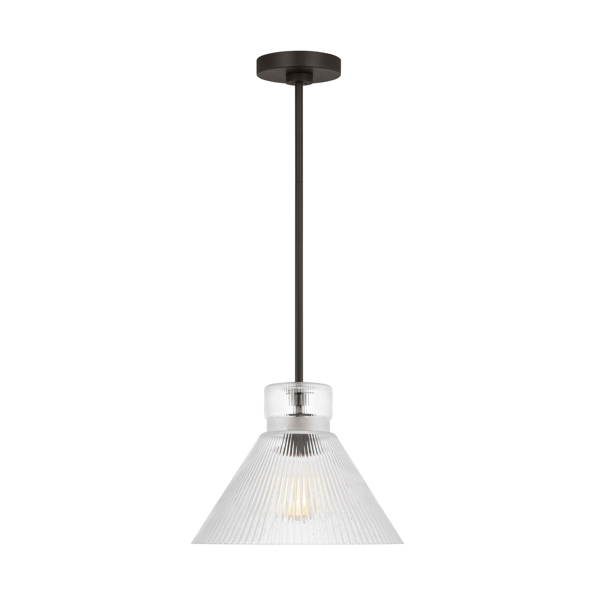 Shown in Midnight Black finish and Clear Ribbed glass