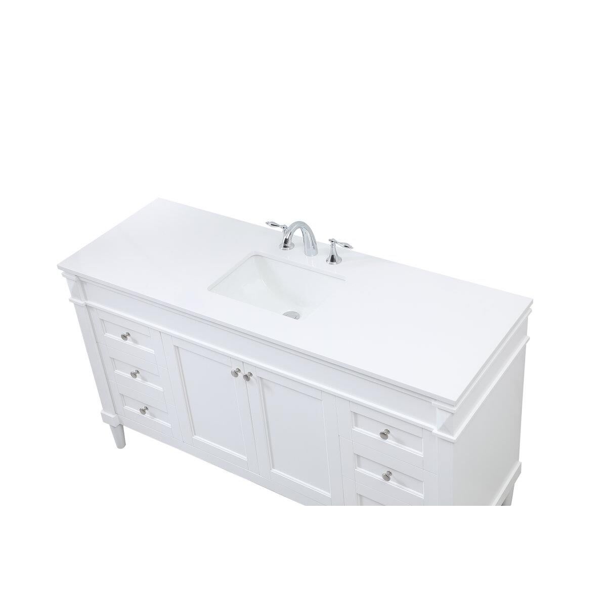 Shown in White finish and Single Bathroom Vanity accent