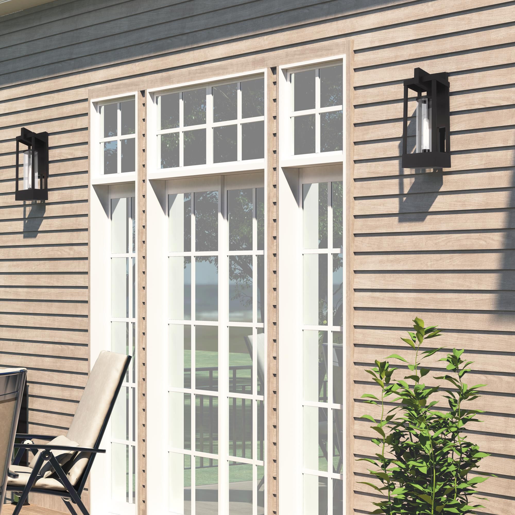 Shown in Black finish and Cylinder Clear glass