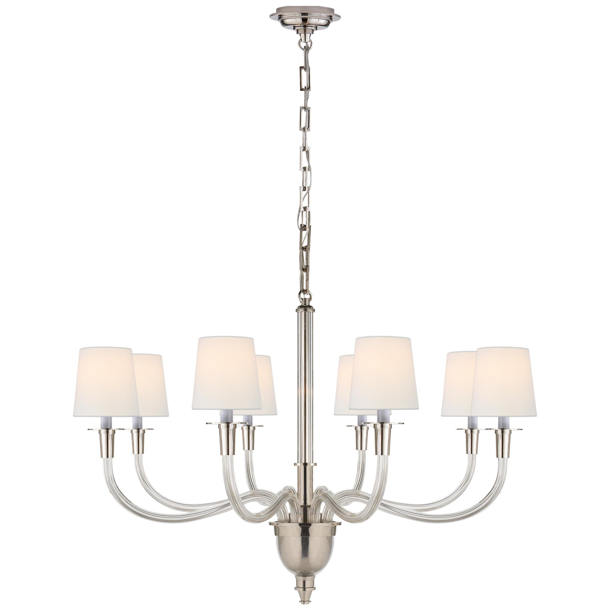 Shown in Polished Nickel finish and Linen shade
