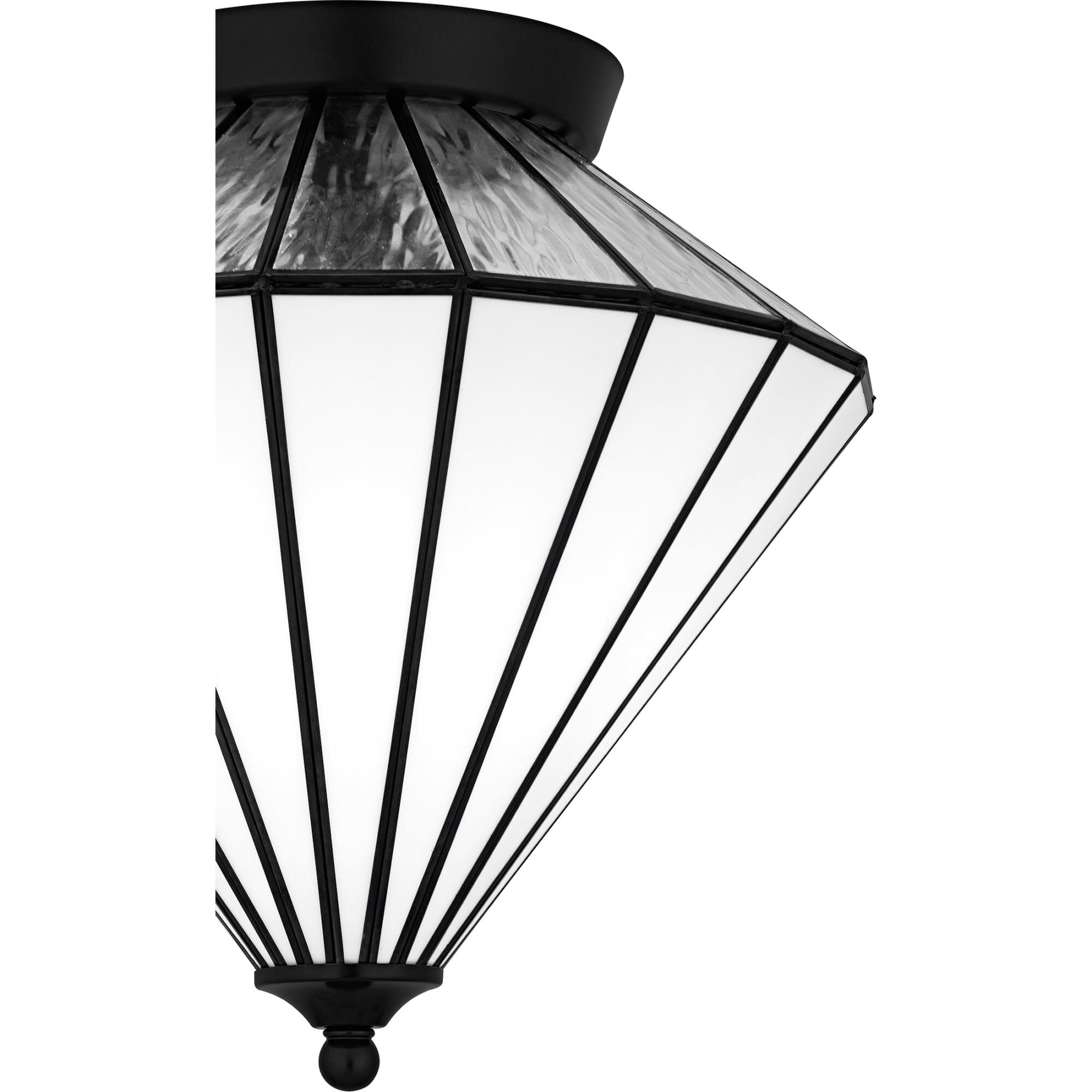 Shown in Matte Black finish and Multicolor Art Glass shade