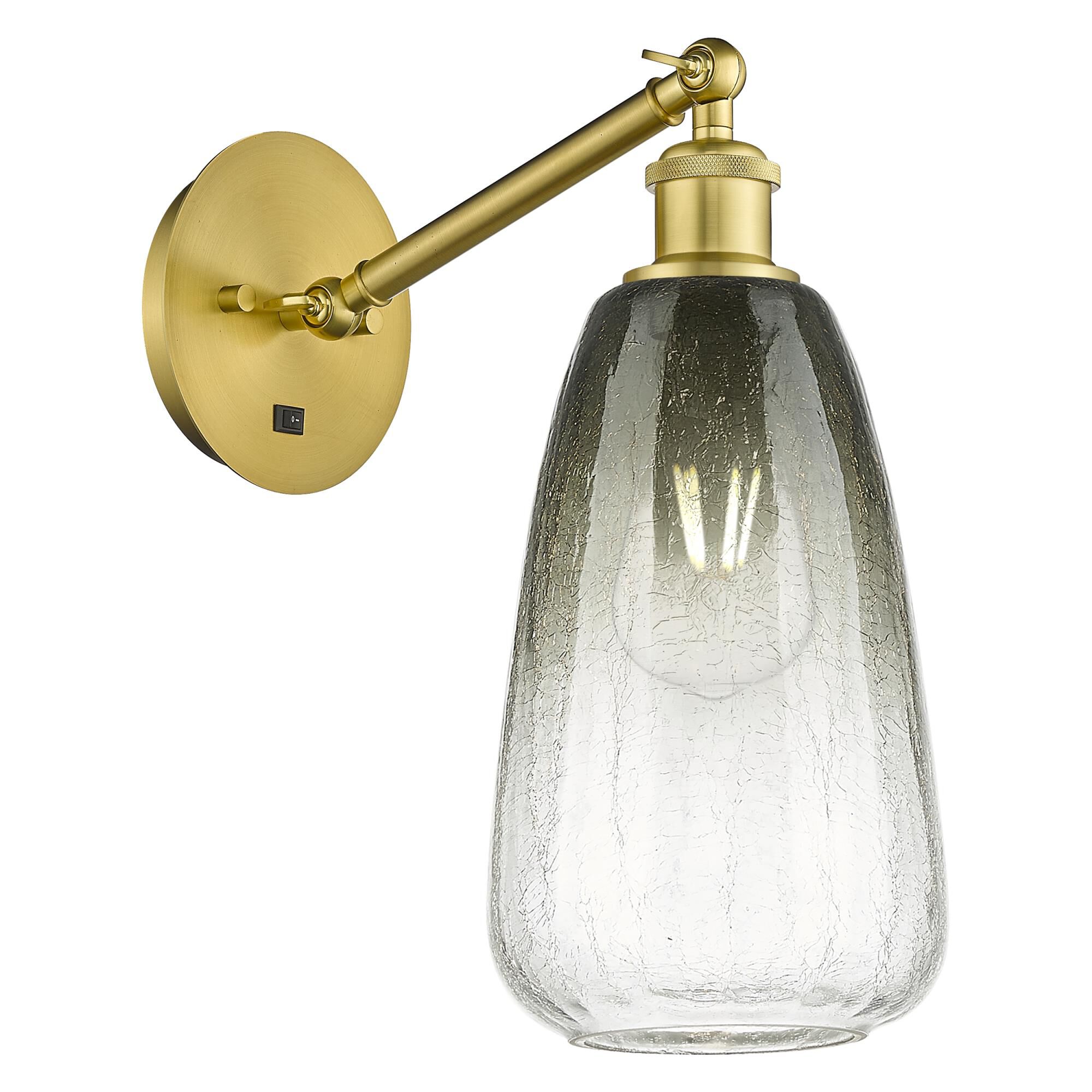 Shown in Satin Gold finish and Slate glass