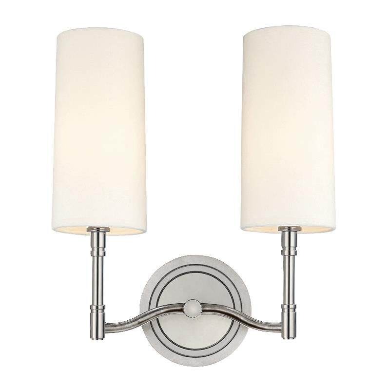 Shown in Polished Nickel finish and Off White Linen shade