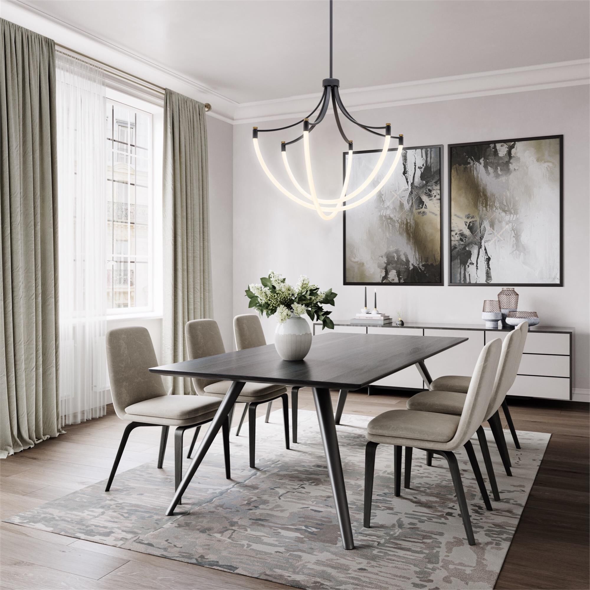 Shown in Black and Brushed Brass finish and Silicone White glass