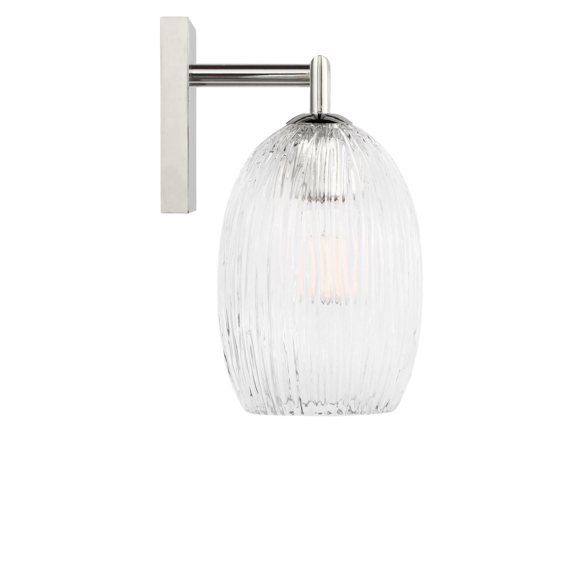 Shown in Polished Nickel finish and Striped Clear glass