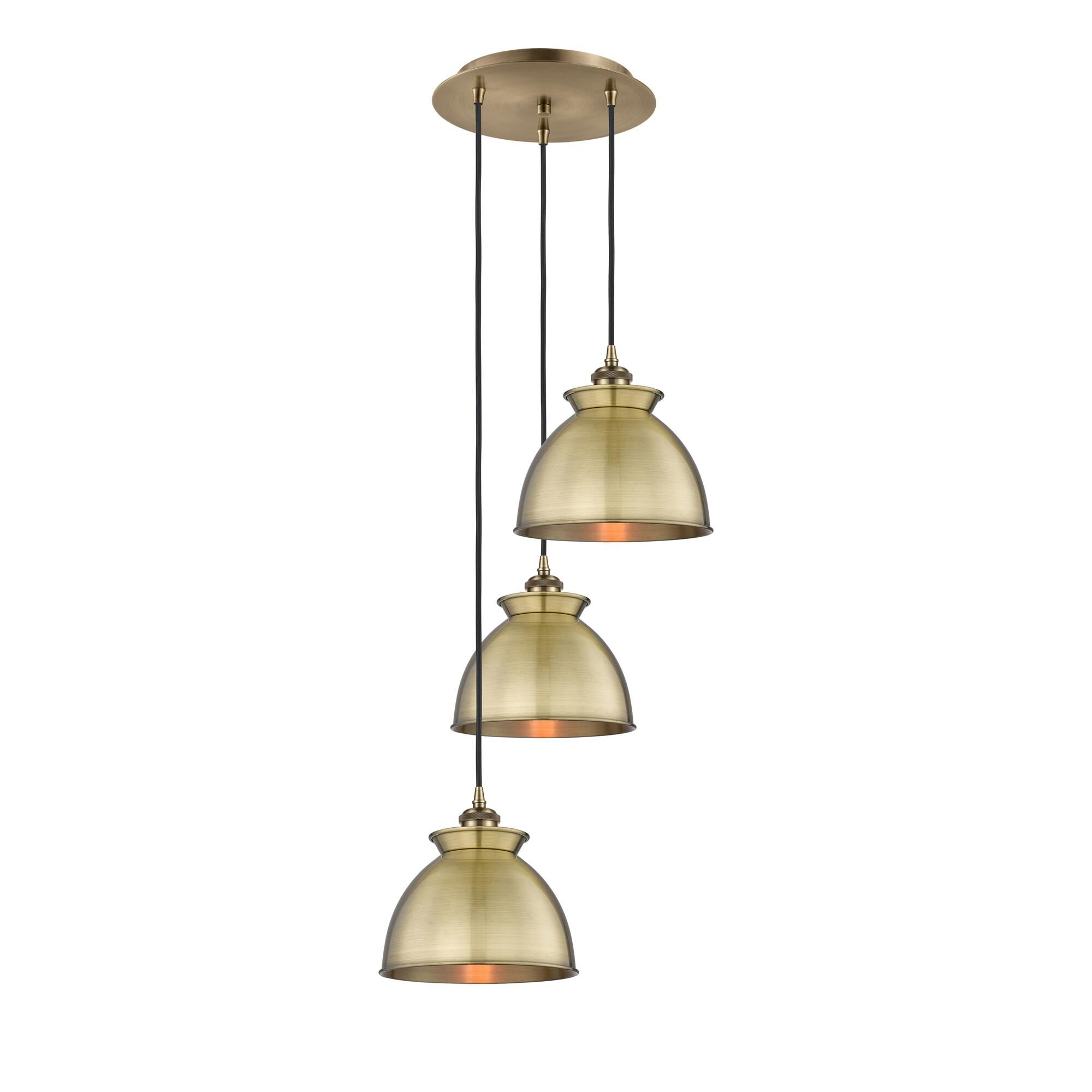 Shown in Antique Brass finish and Antique Brass shade