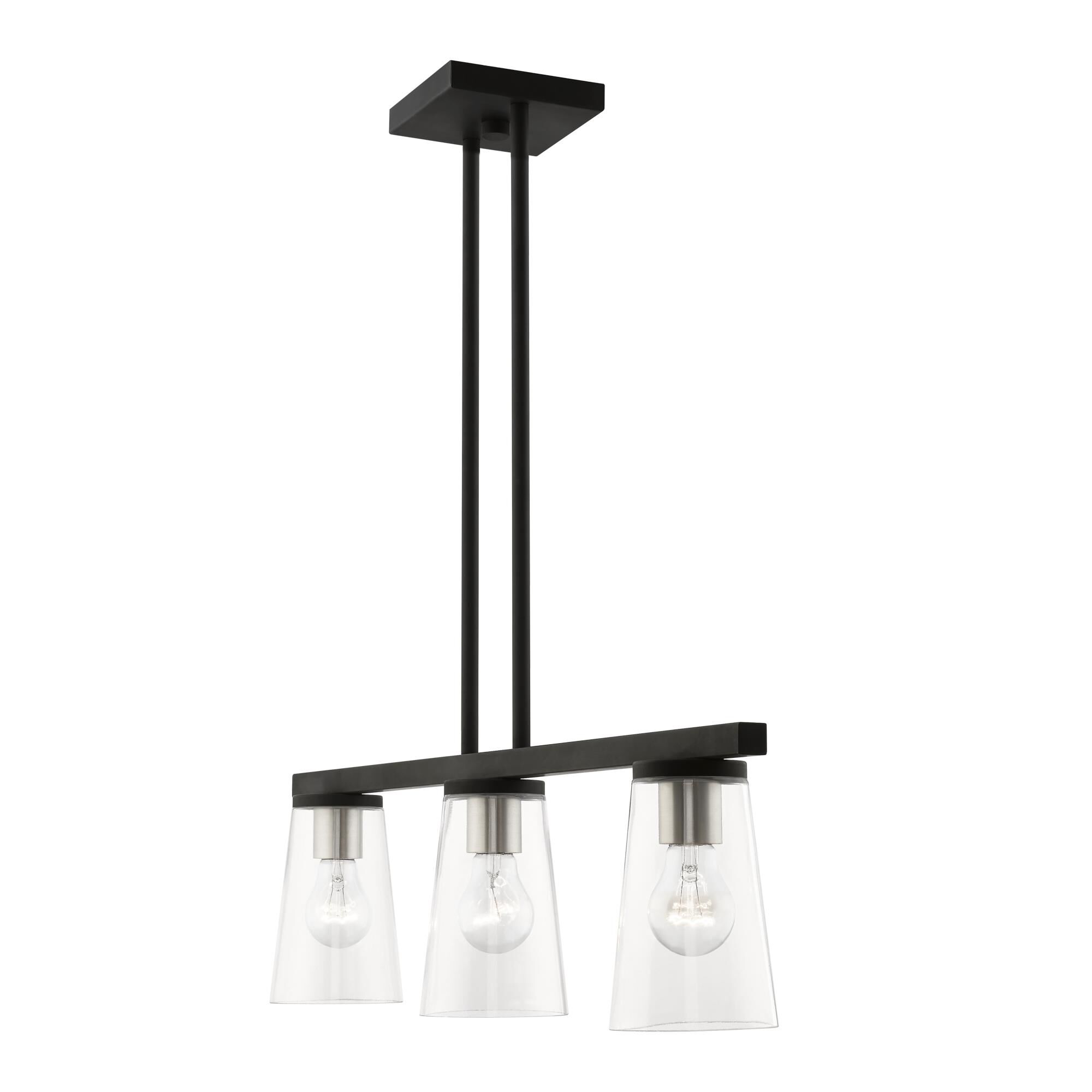 Shown in Black with Brushed Nickel Accents finish and Clear glass