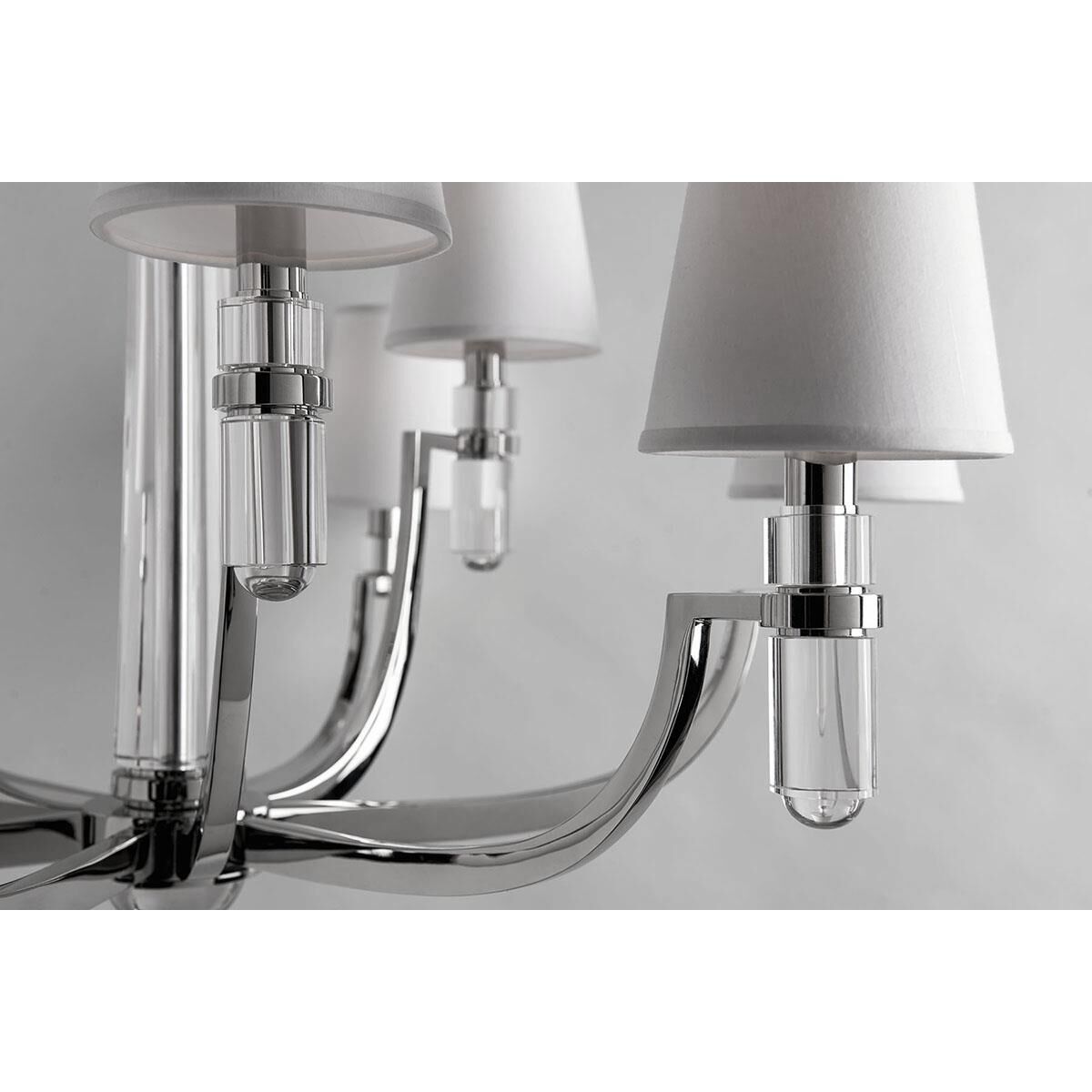 Shown in Polished Nickel finish and White Faux Silk shade