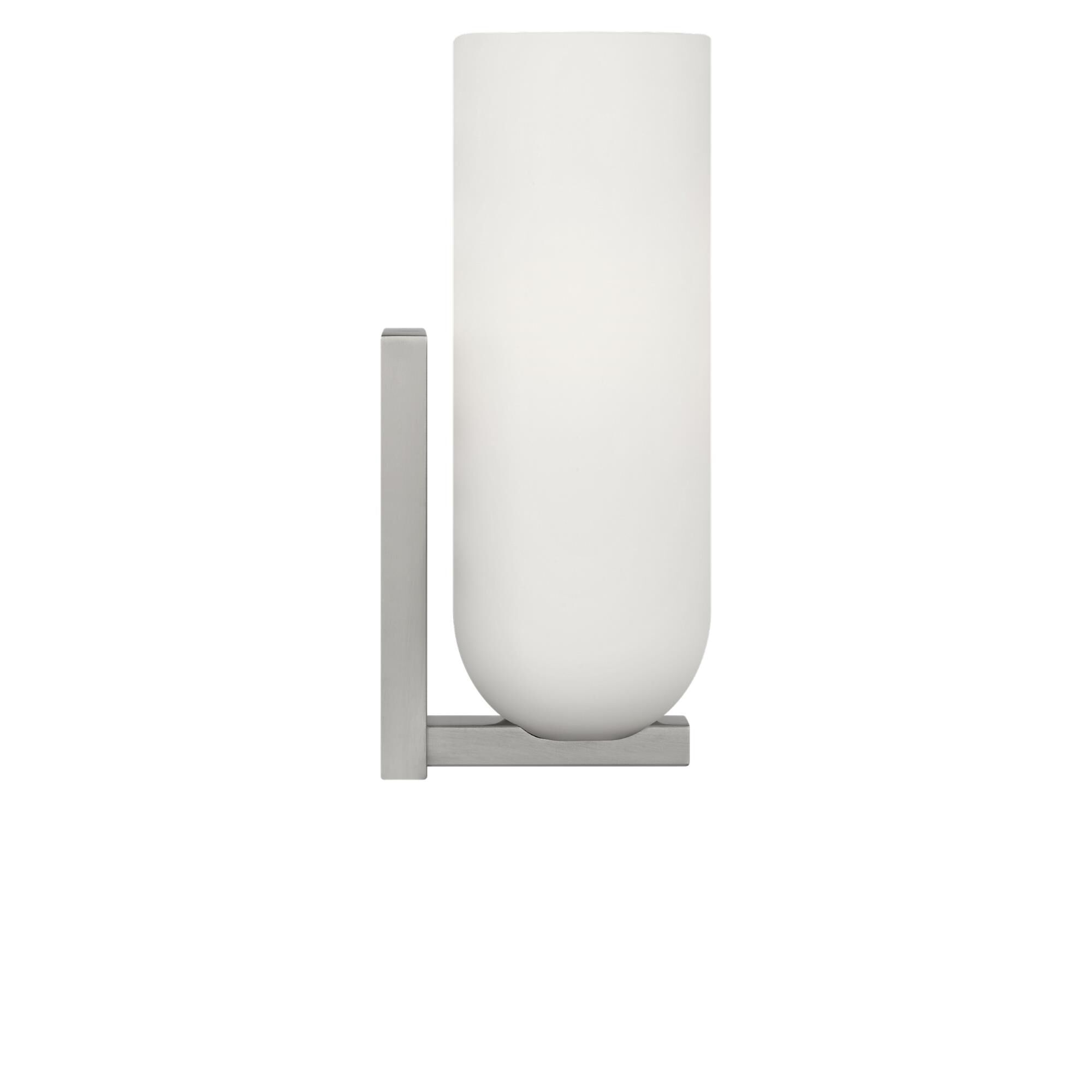 Shown in Brushed Nickel finish and Etched White glass