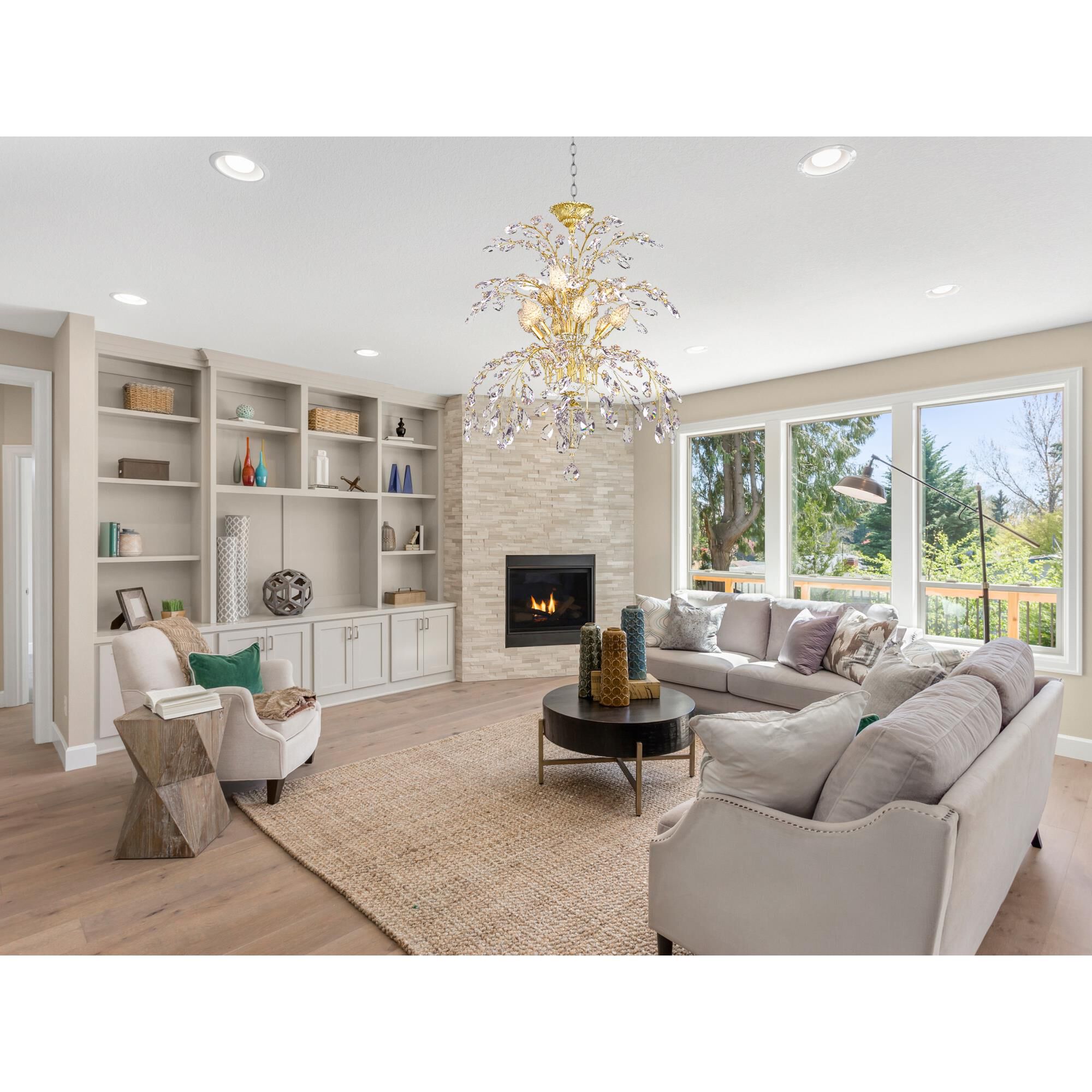 Shown in Gold finish and Crystal shade