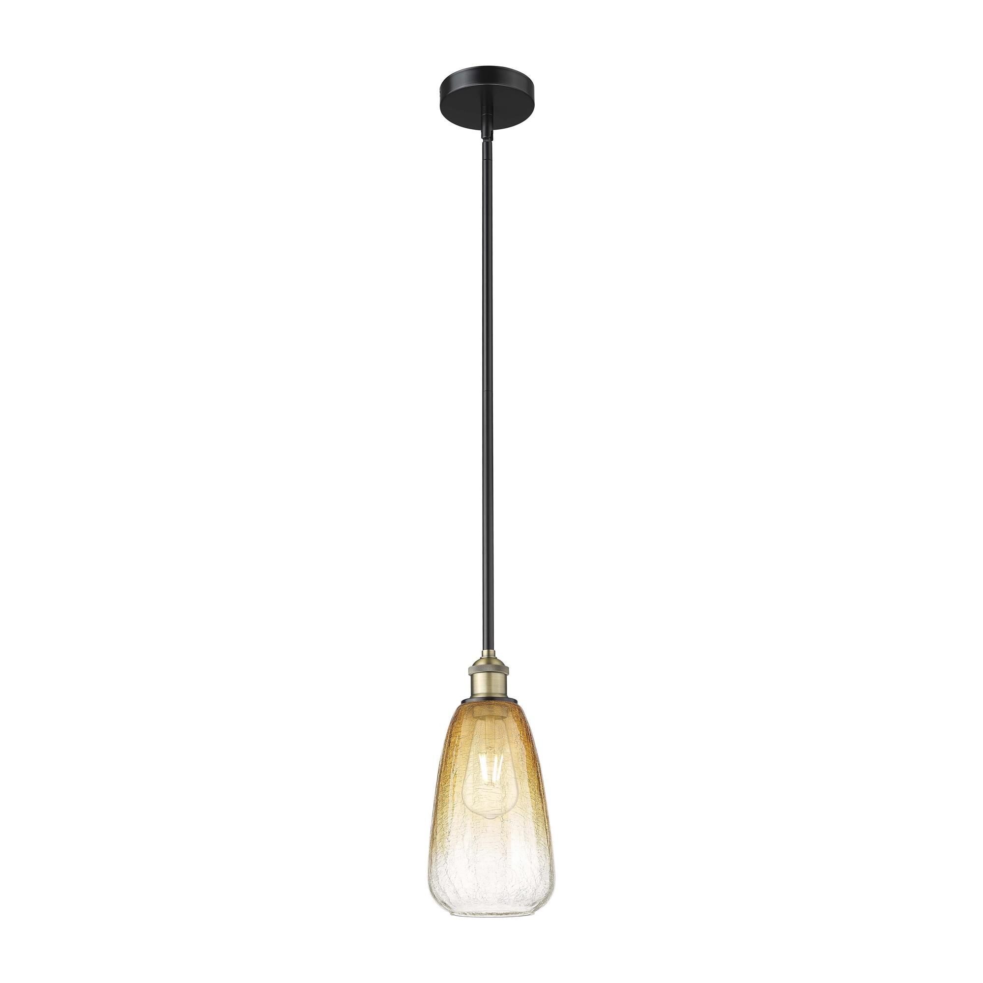Shown in Black Antique Brass finish and Amber glass