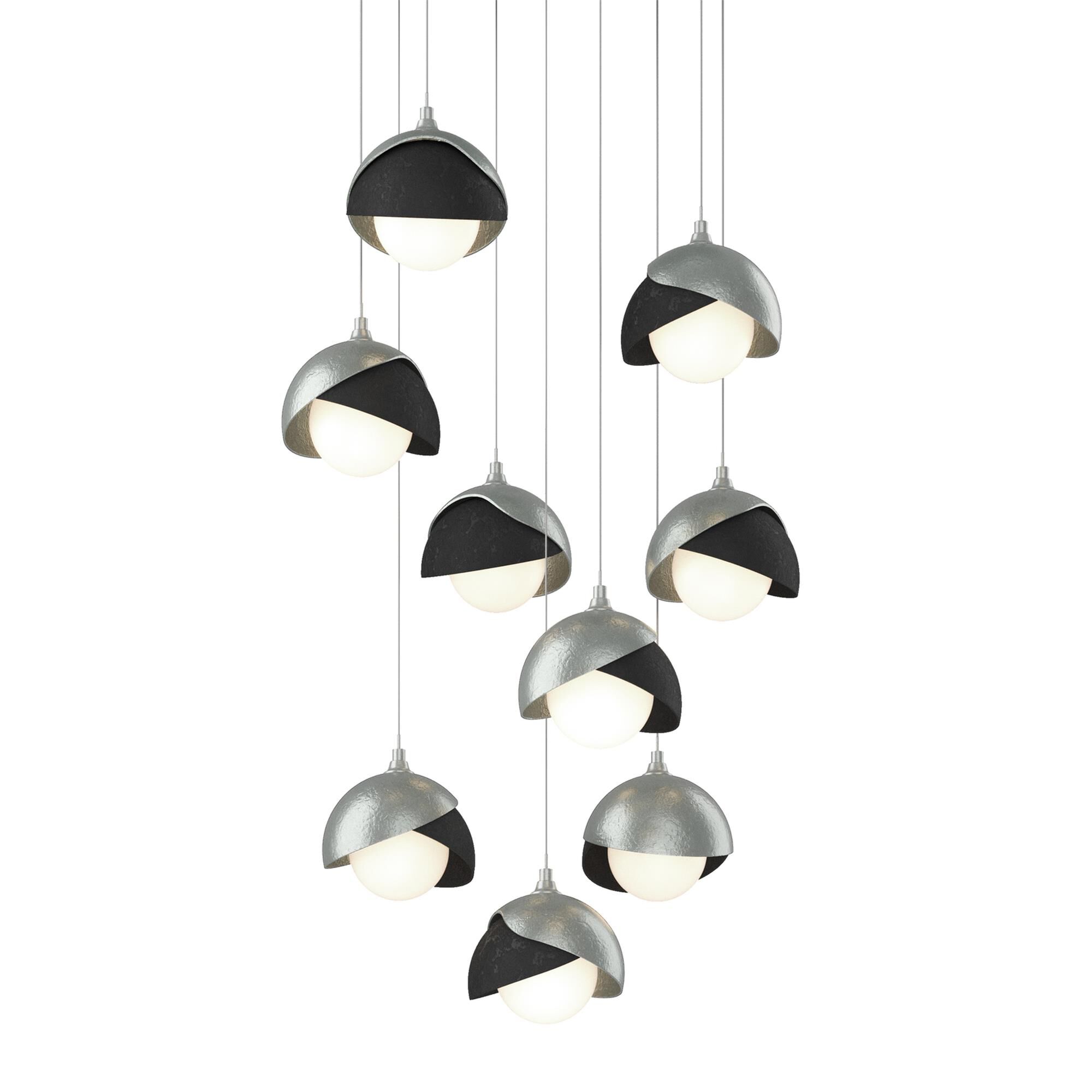 Shown in Vintage Platinum finish and Opal glass and Black accent