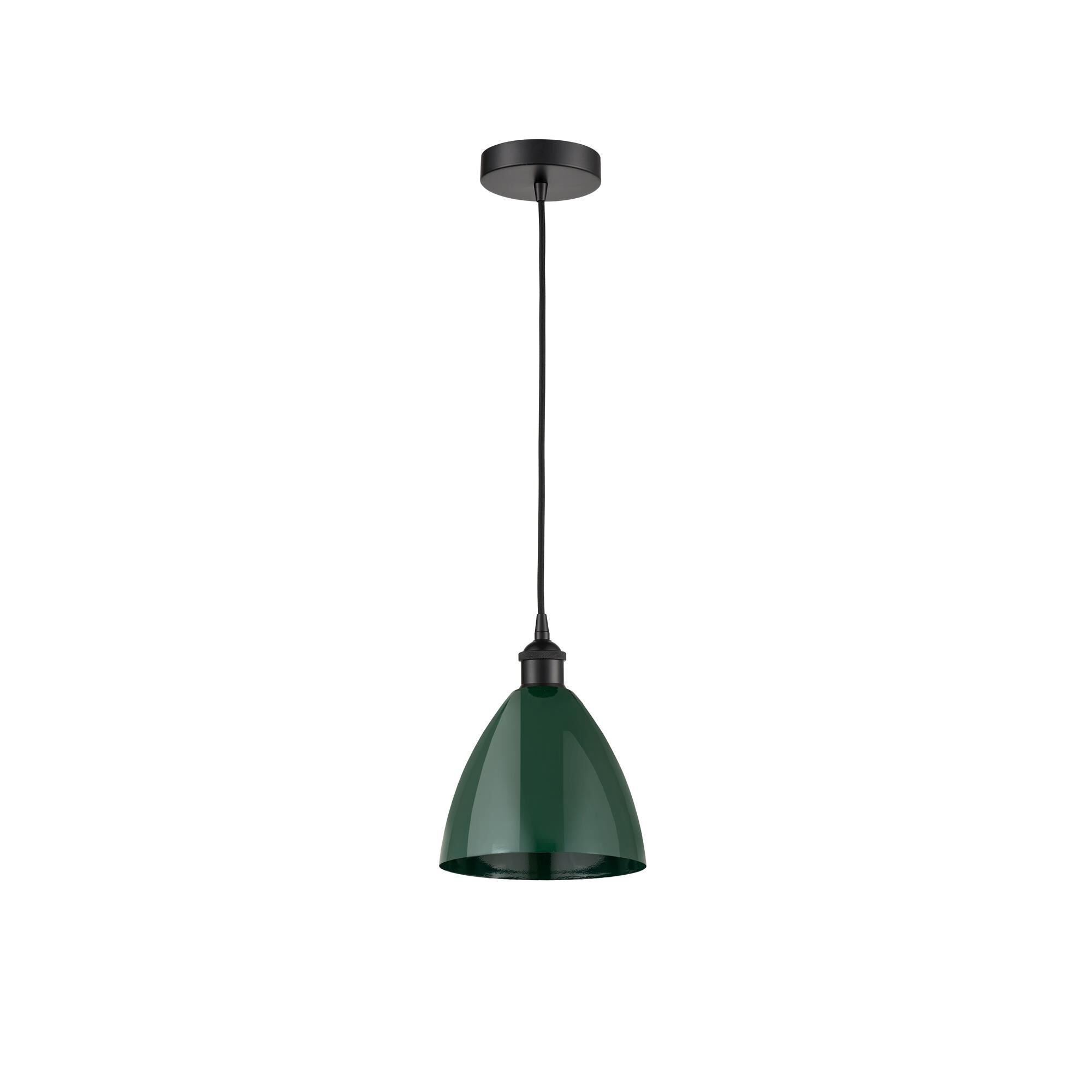 Shown in Matte Black finish and Green Plymouth Dome shade