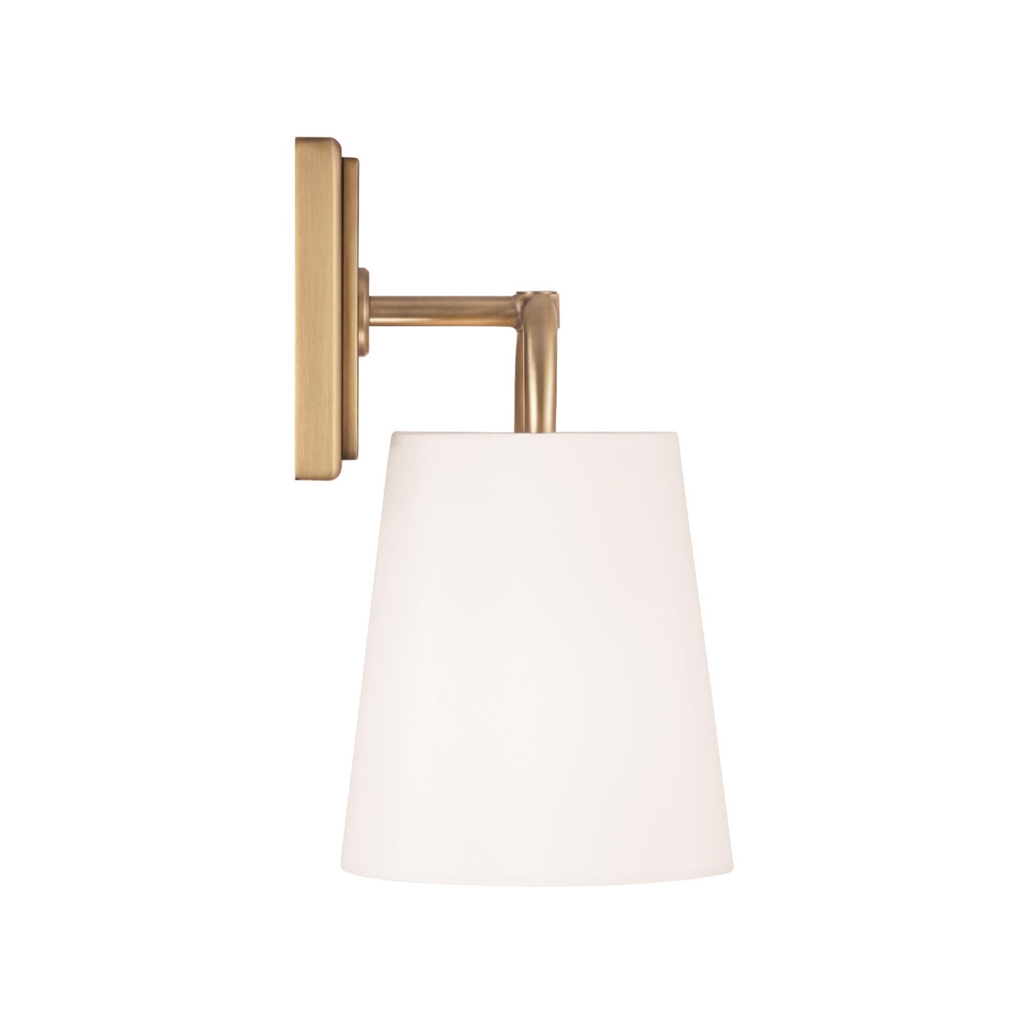 Shown in Aged Brass finish and White Fabric shade