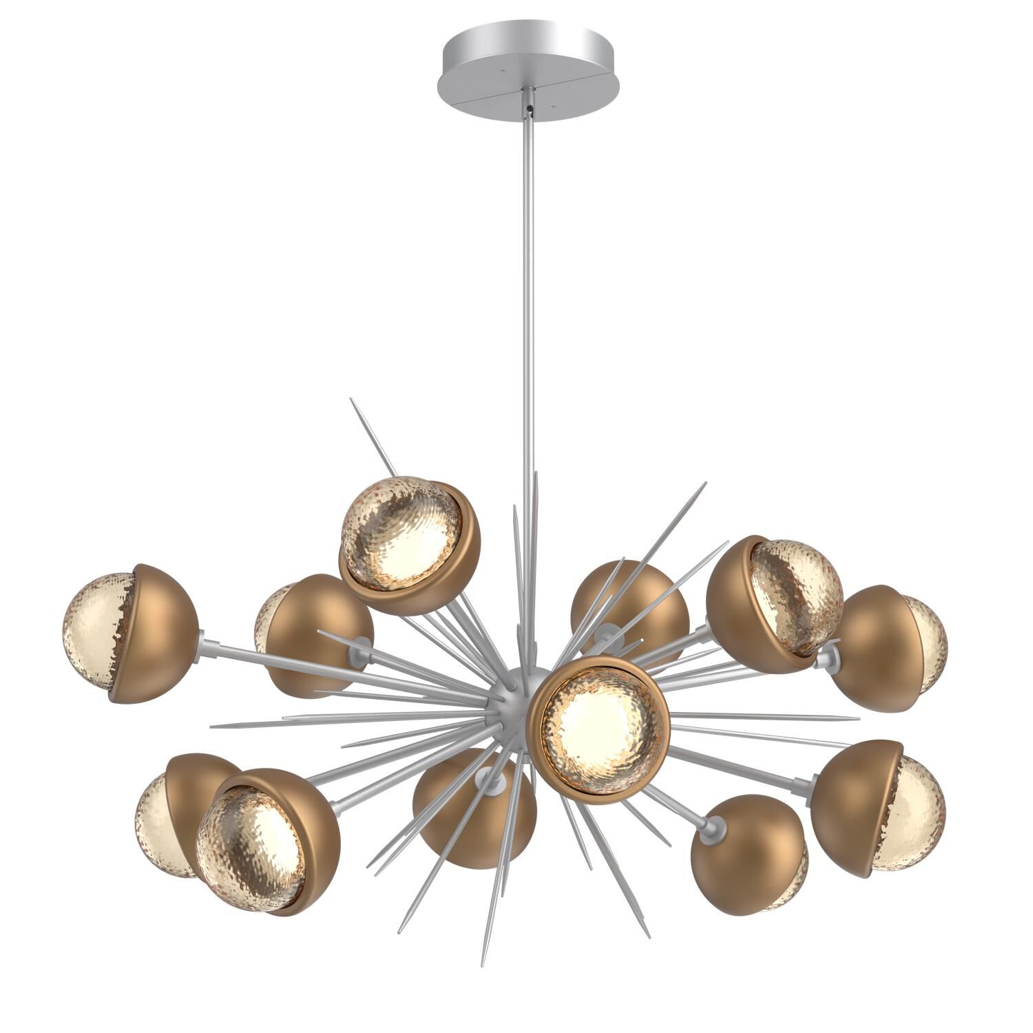 Shown in Classic Silver finish and Amber glass and Novel Brass accent
