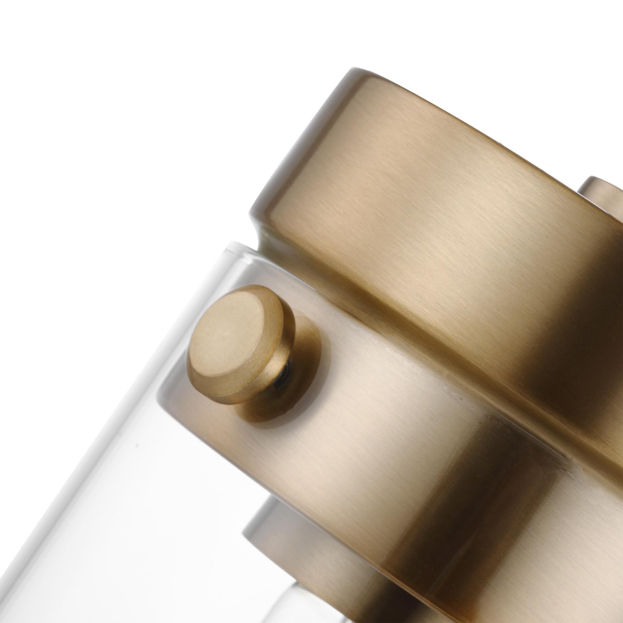 Shown in Burnished Brass finish and Clear glass