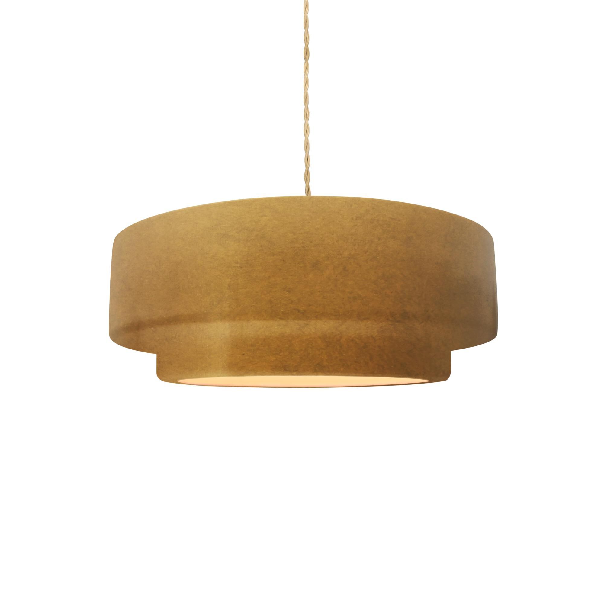 Shown in Brushed Nickel finish and Antique Gold shade