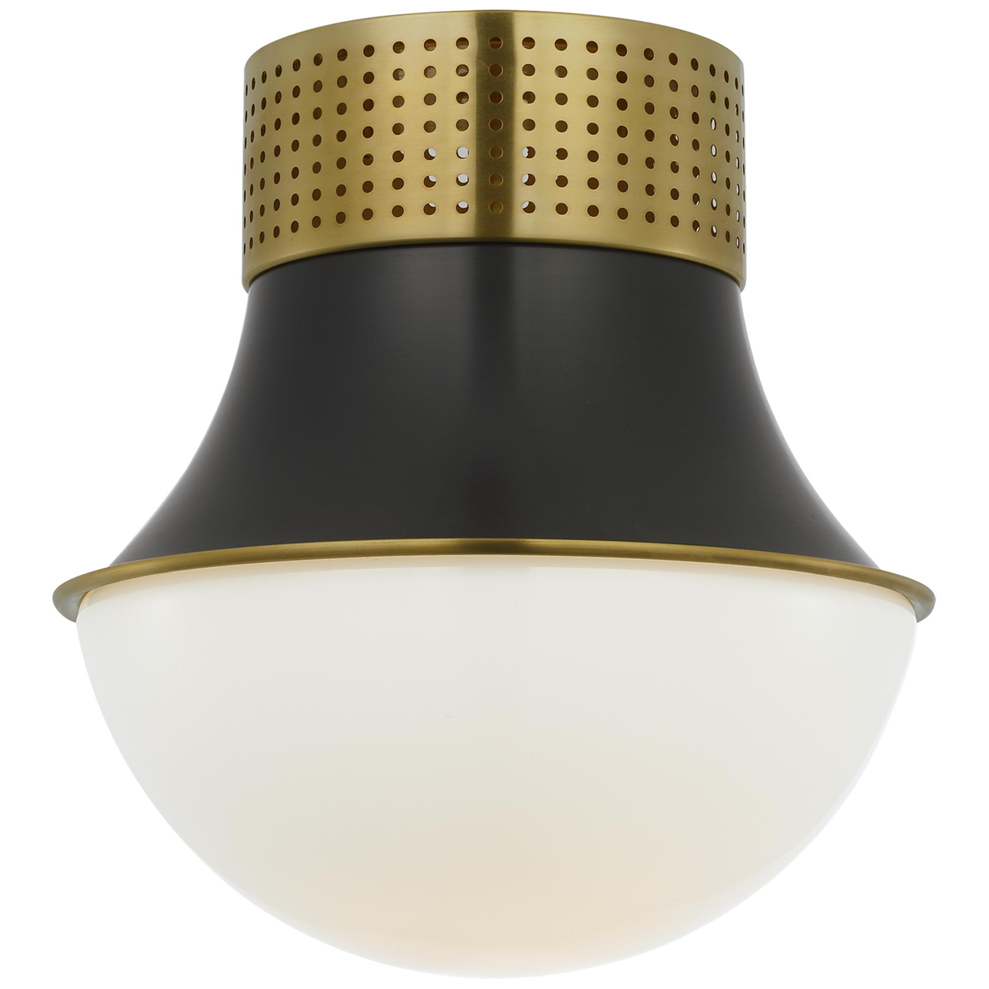 Shown in Antique Burnished Brass and Bronze finish and White glass