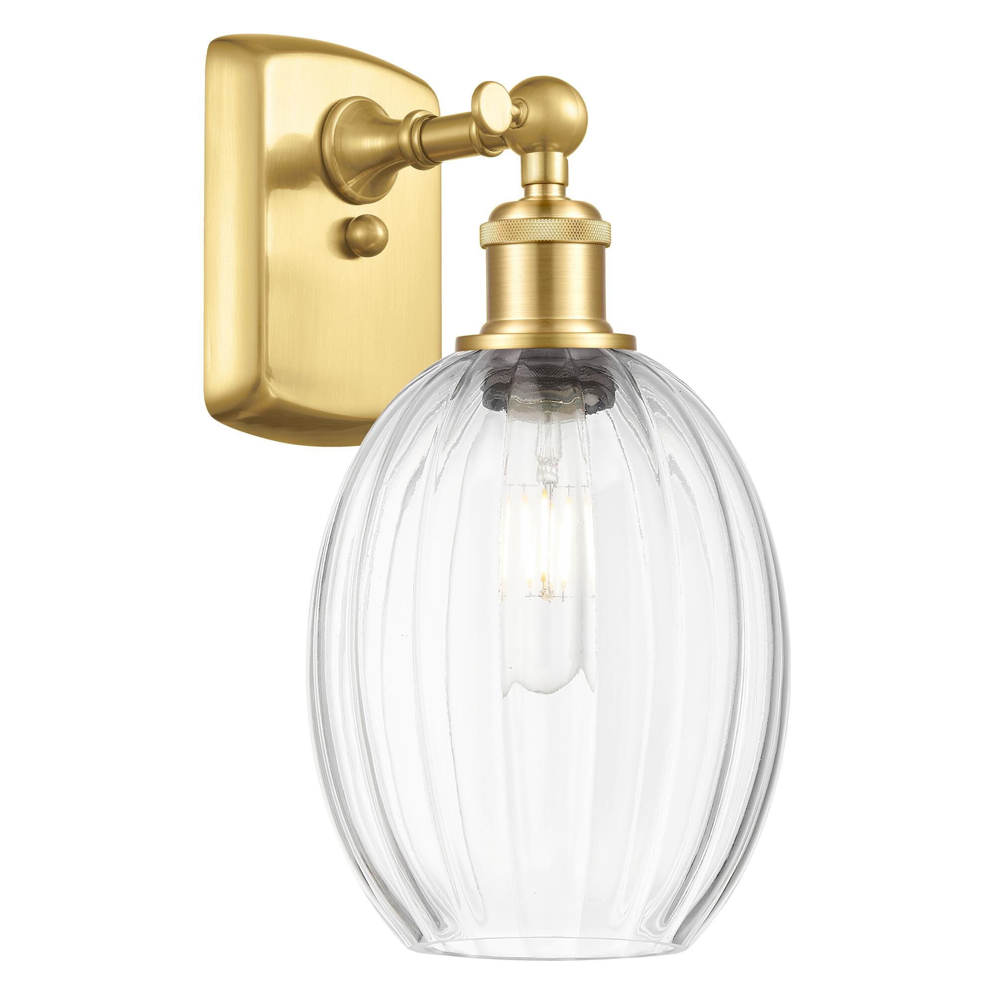 Shown in Satin Gold finish and Clear glass