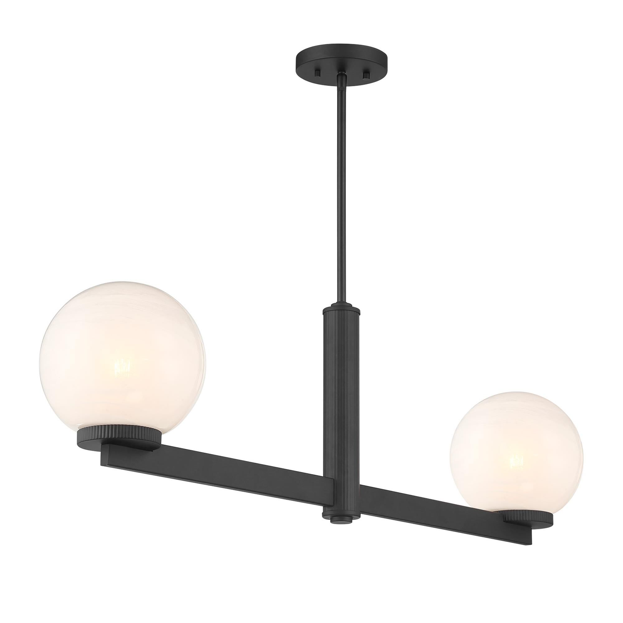Shown in Matte Black finish and White Strie glass