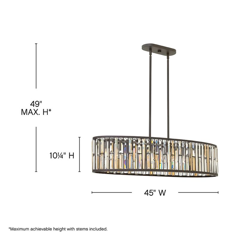 Gemma 45 Inch 6 Light Linear Suspension Light by Fredrick Ramond