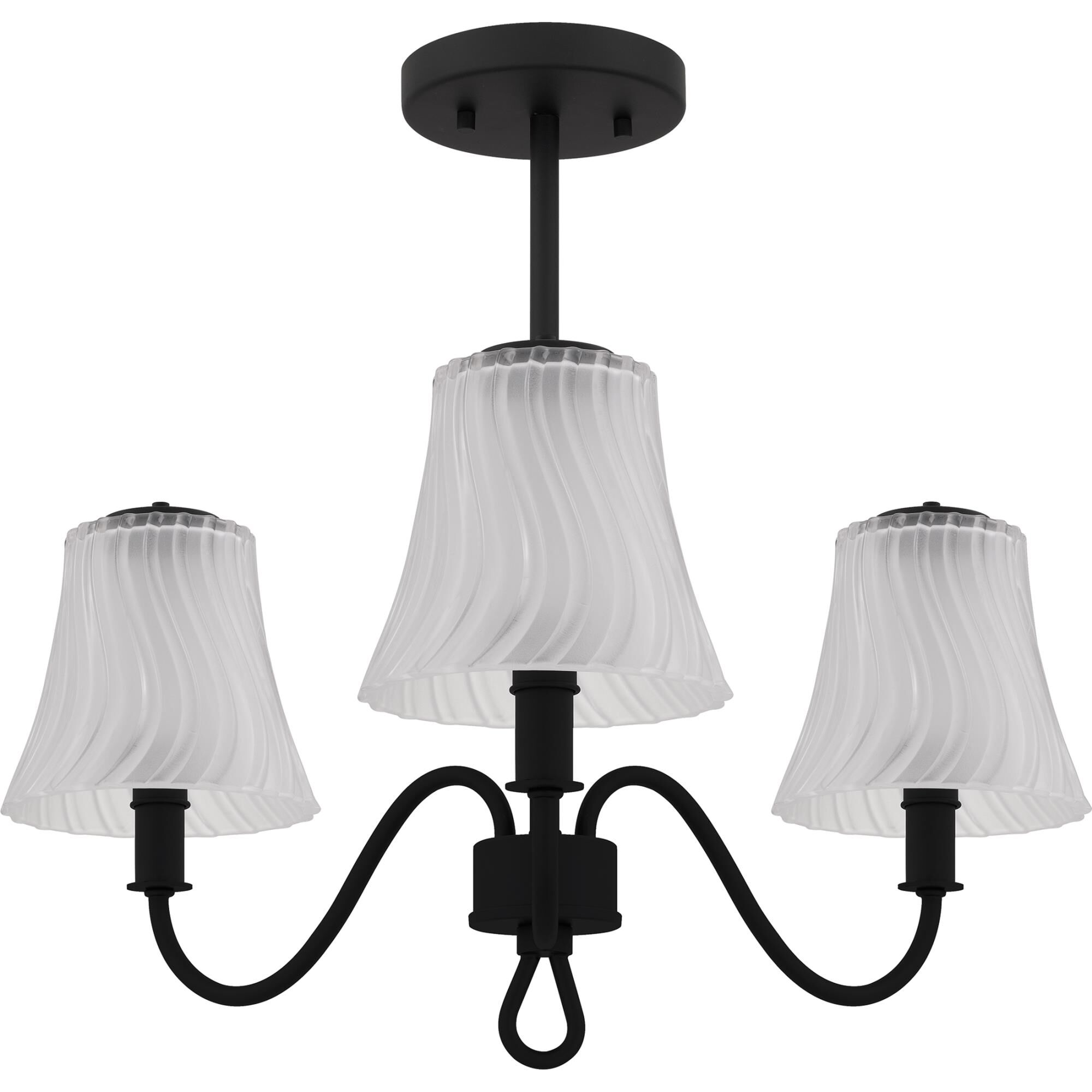 Shown in Matte Black finish and Clear Outside Sandblasted Inside Swirl Glass shade
