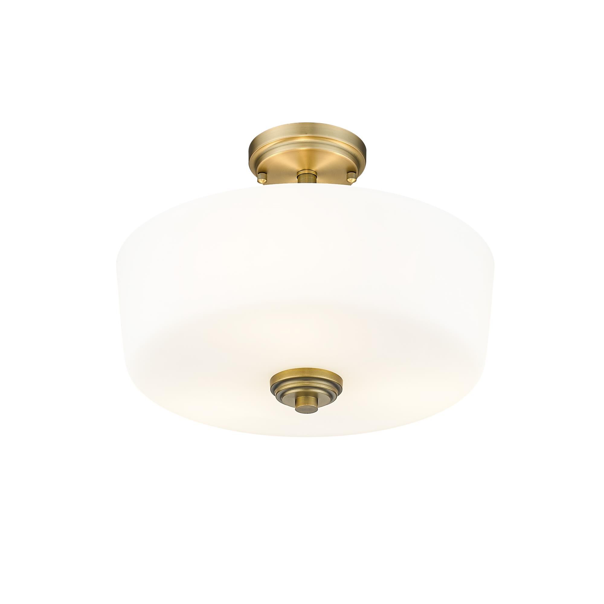 Shown in Heritage Brass finish and Glass shade