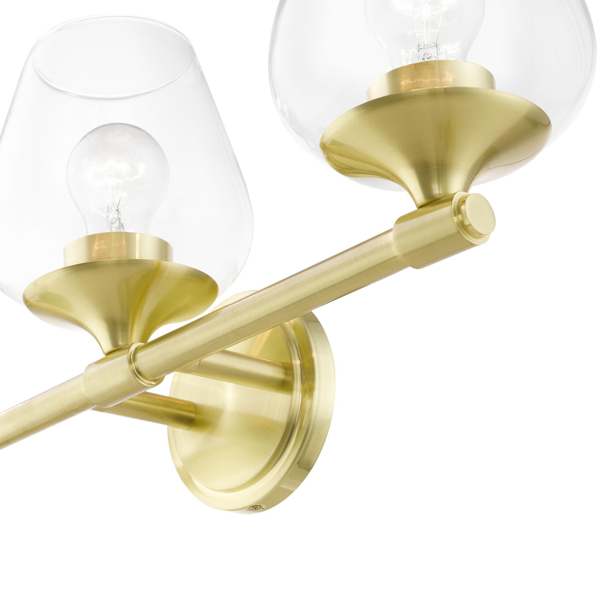 Shown in Satin Brass finish and Clear glass