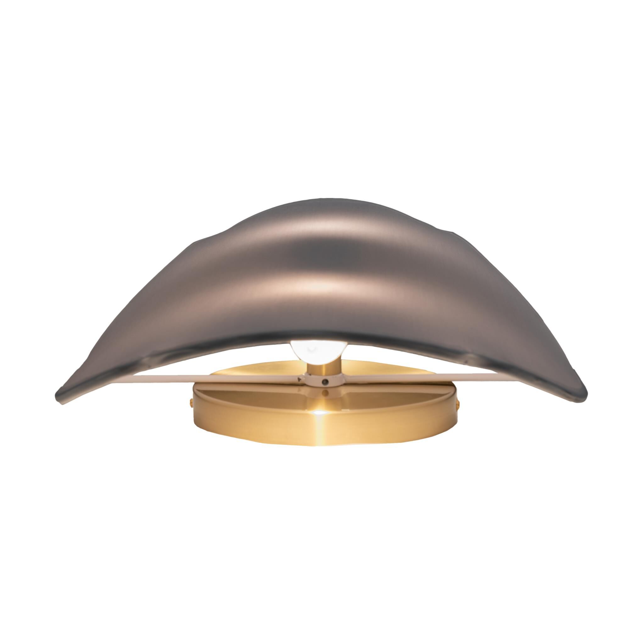 Shown in Burnished Brass finish and White glass