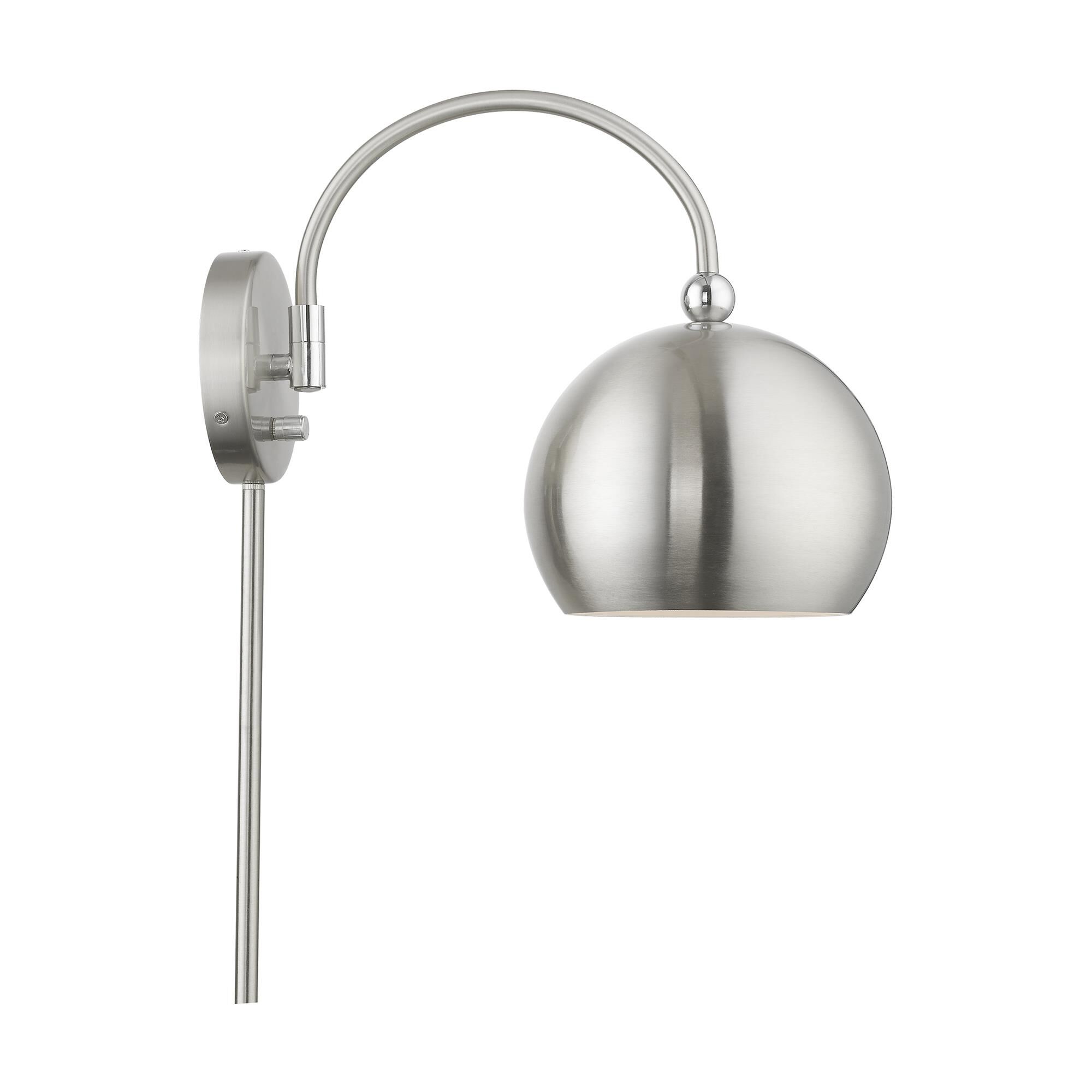 Shown in Brushed Nickel with Polished Chrome Accents finish and Brushed Nickel Steel With Shiny White Inside shade