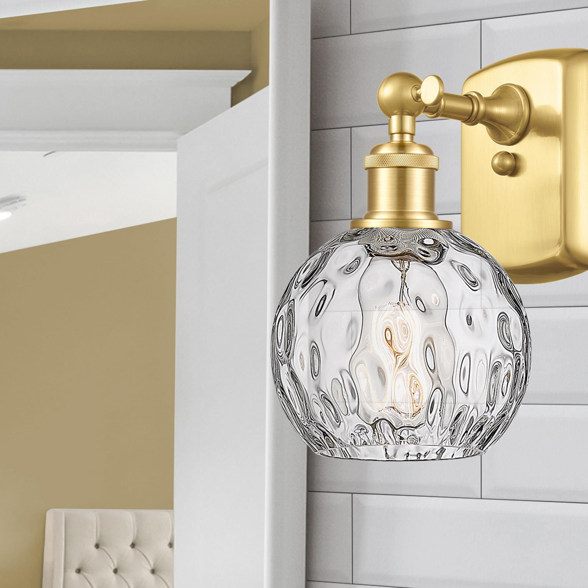 Shown in Satin Gold finish and Clear glass