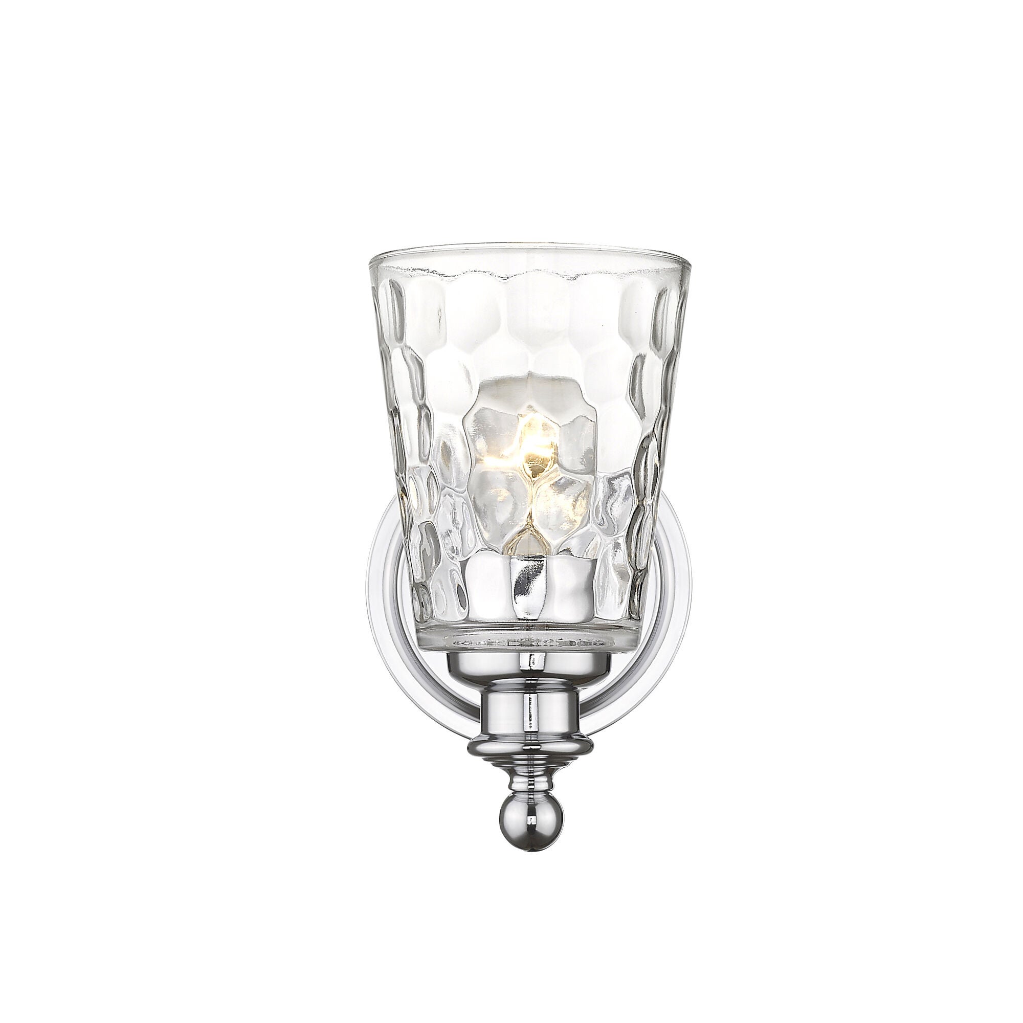 Shown in Chrome finish and Clear glass and Clear, Optic Cone Shaped Glass shade