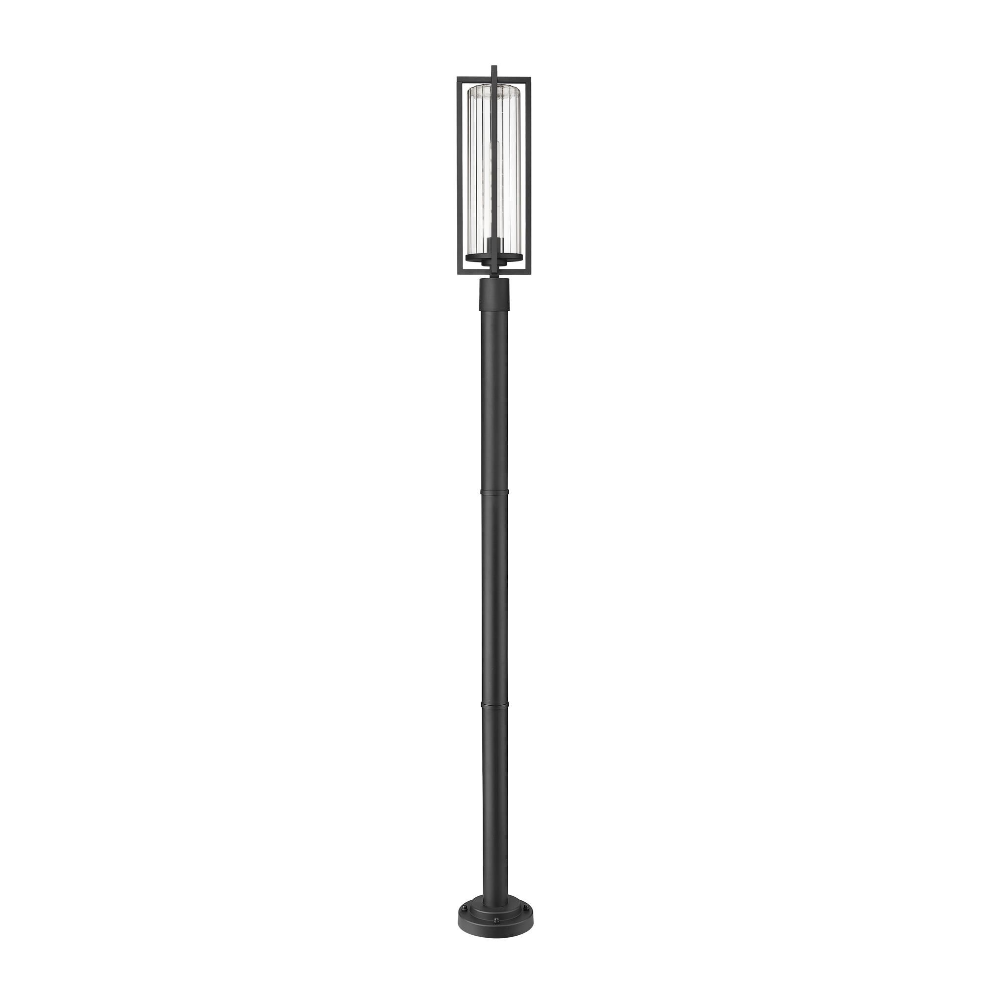 Shown in Black finish and Clear Ribbed glass and Clear Ribbed shade
