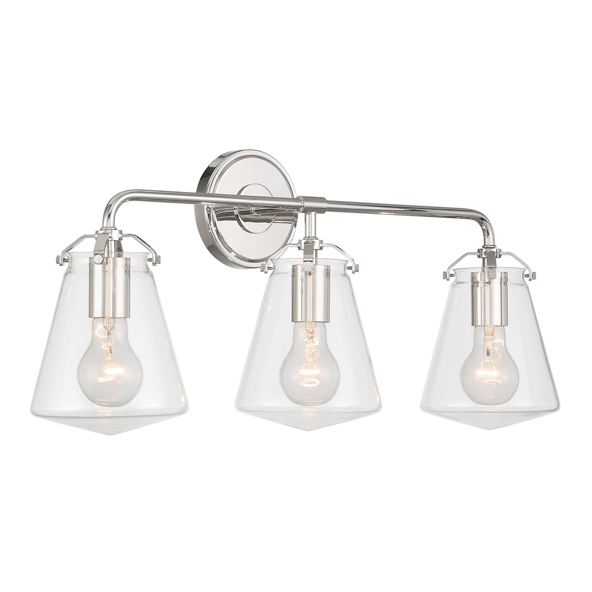 Shown in Polished Nickel finish and Clear glass
