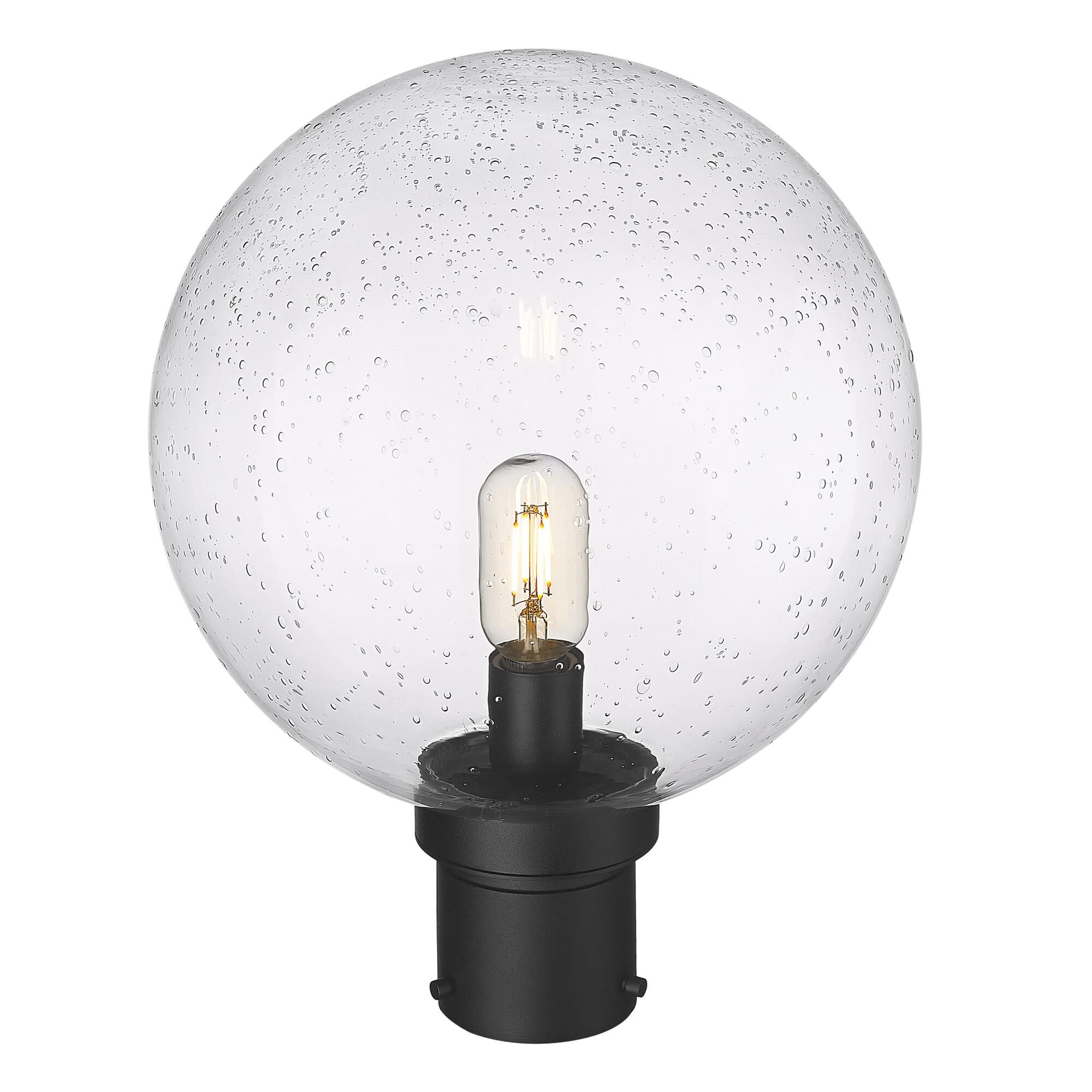 Shown in Black finish and Clear Seedy glass