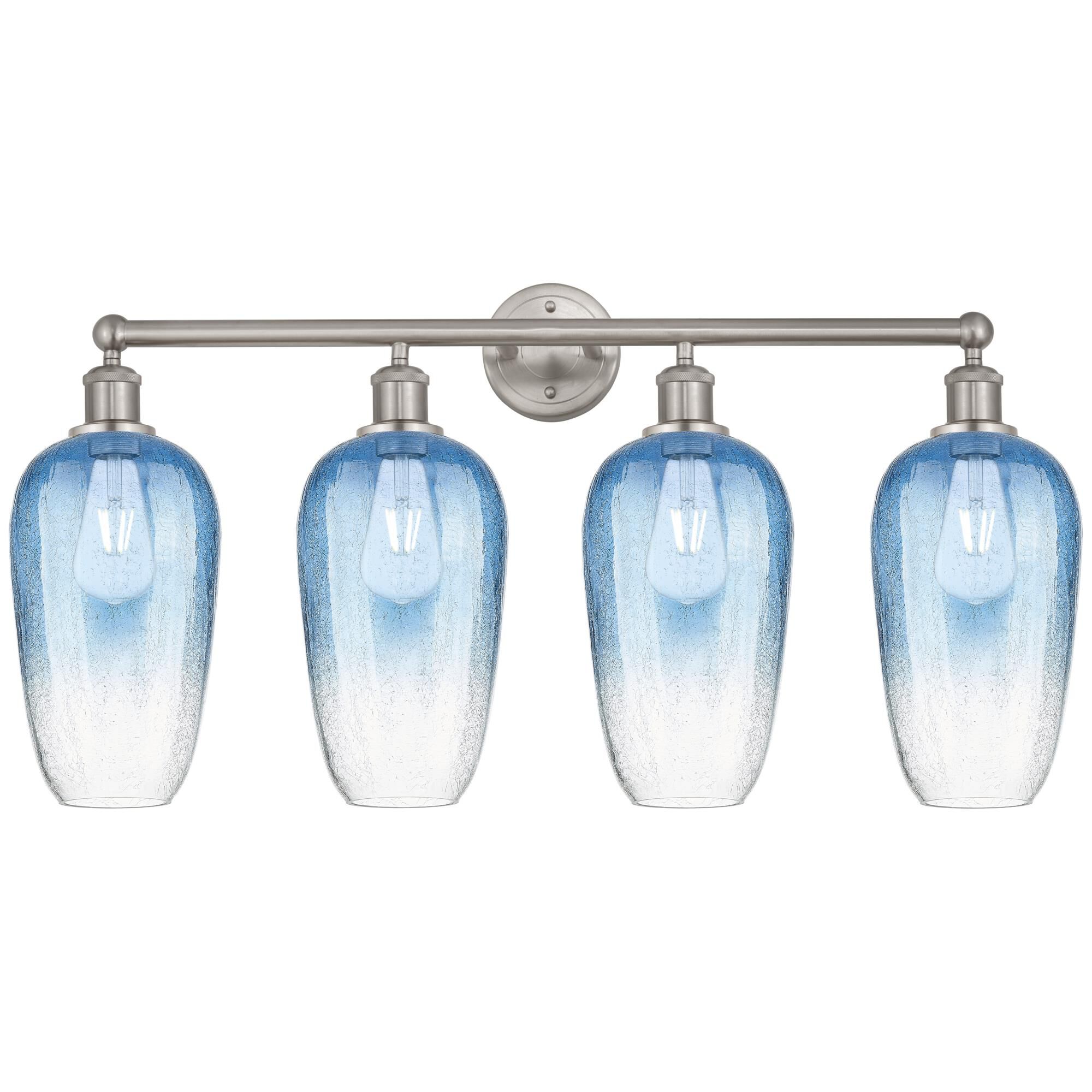 Shown in Brushed Satin Nickel finish and Sapphire Blue glass