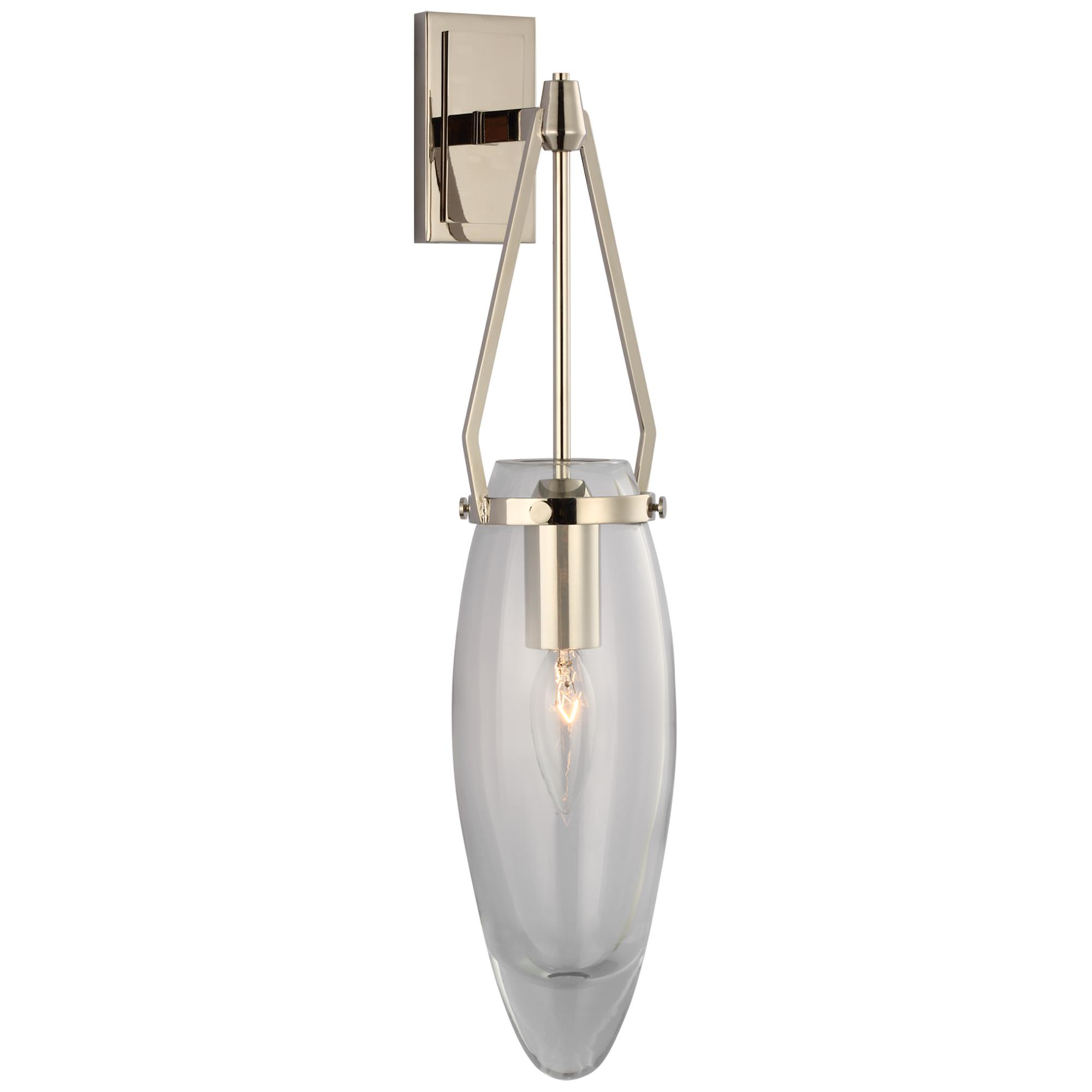 Shown in Polished Nickel finish and Clear Glass shade