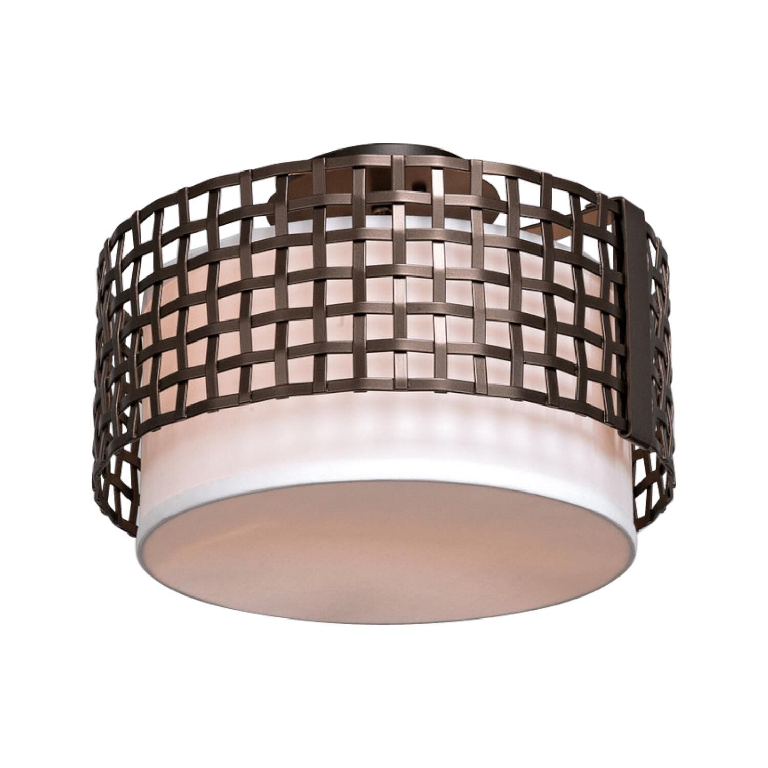 Shown in Flat Bronze finish and White Linen shade