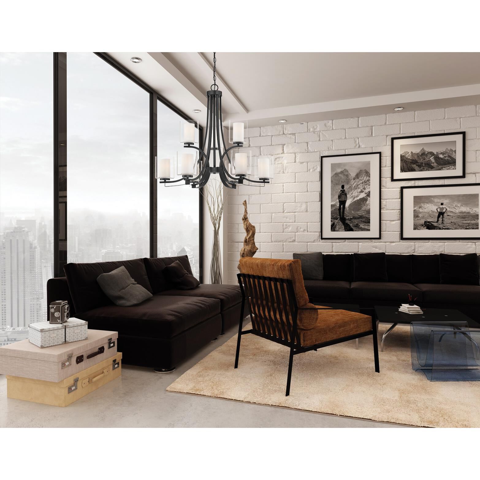 Shown in Sand Coal finish and Etched White glass