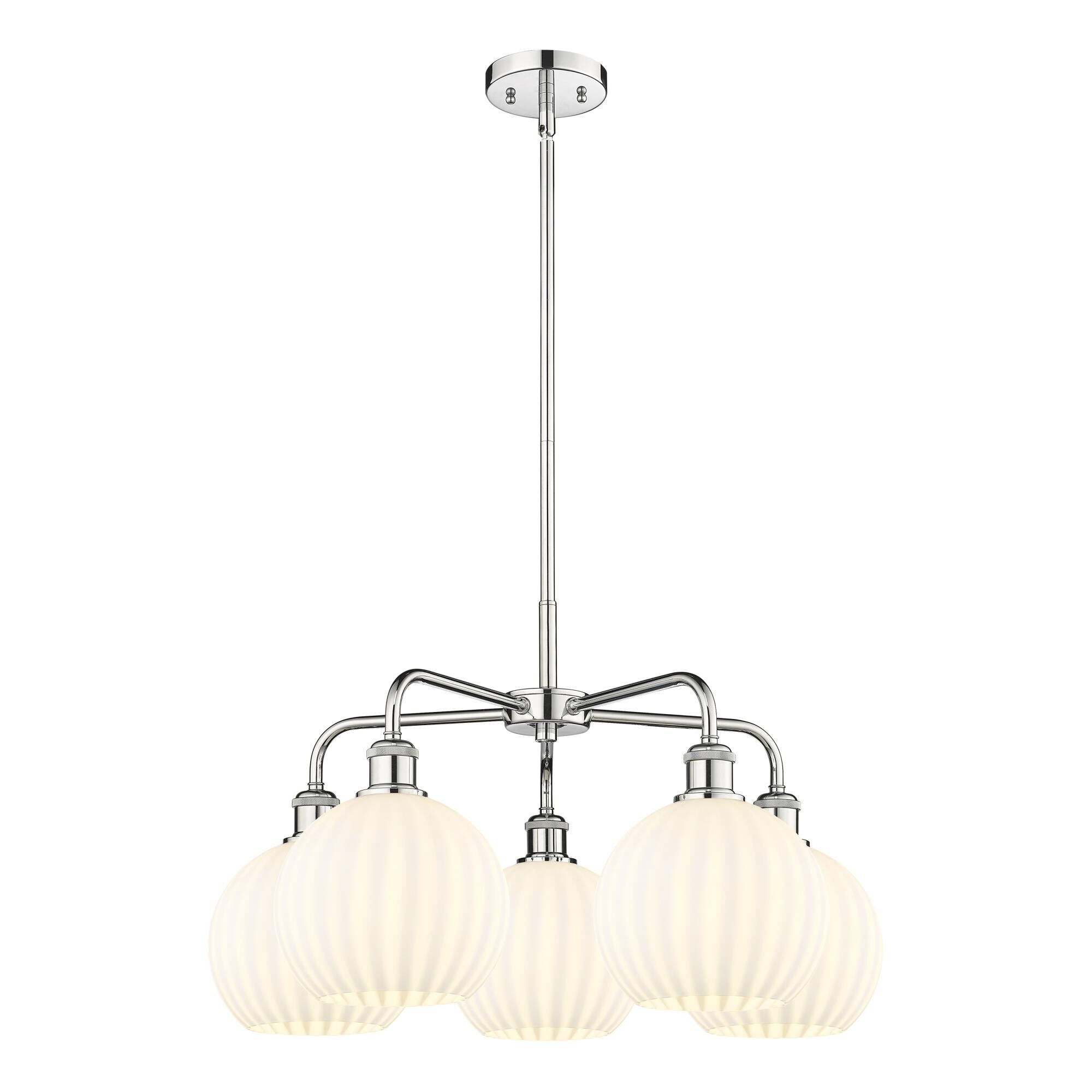 Shown in Polished Chrome finish and White Venetian glass