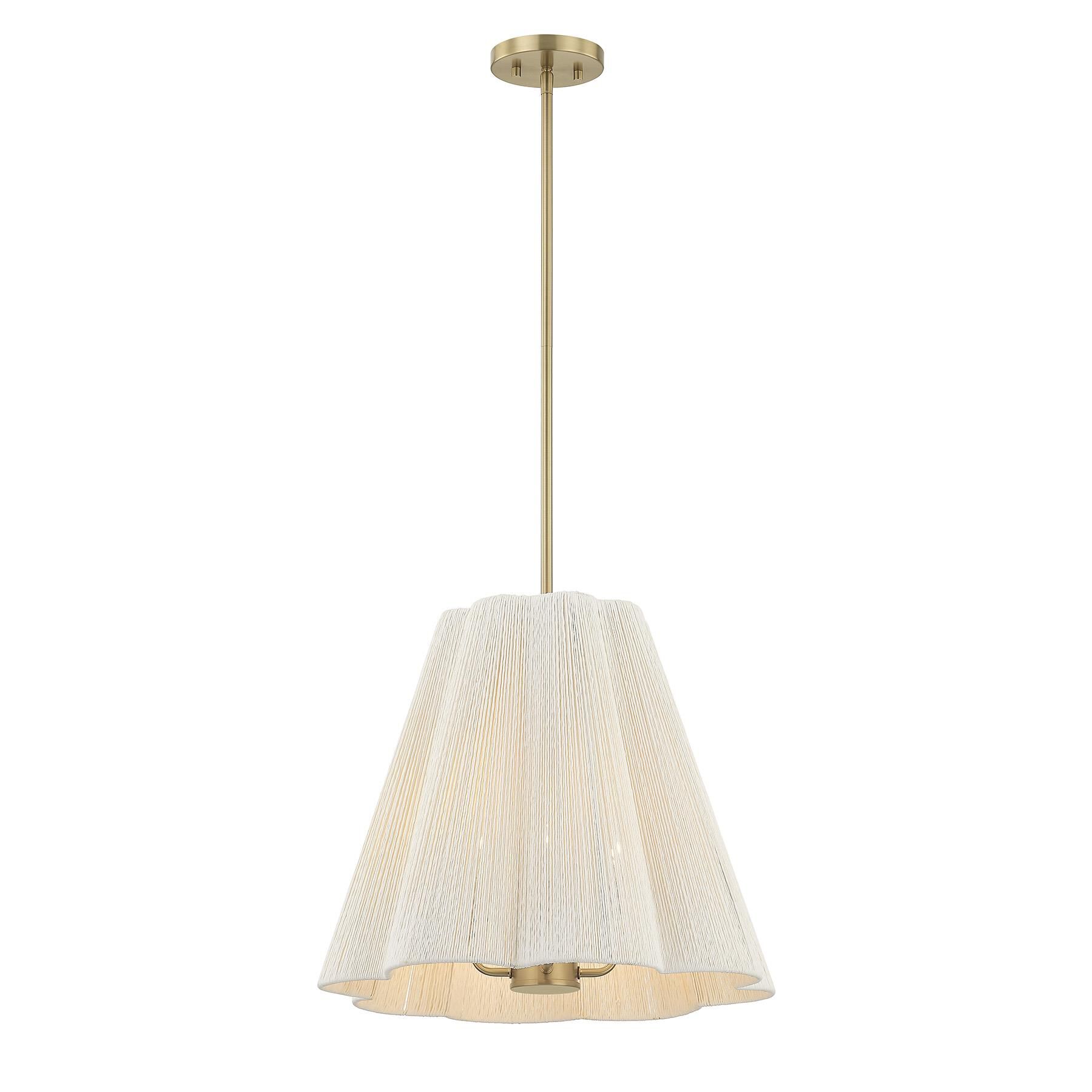 Shown in Noble Brass finish and White Cotton Scalloped String shade
