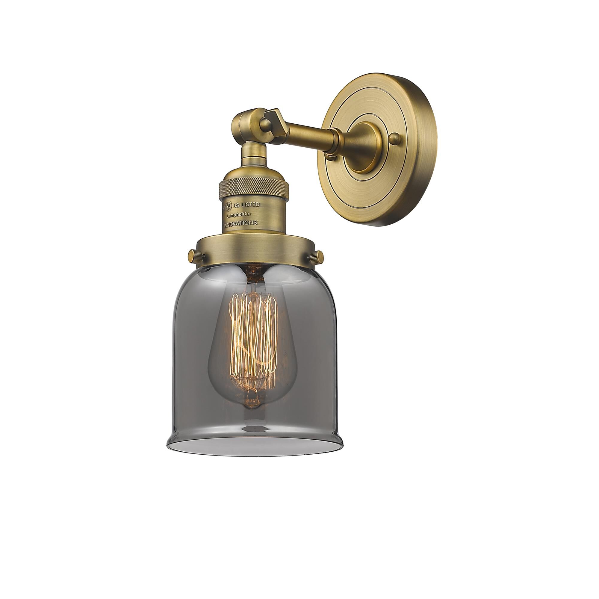 Shown in Brushed Brass finish and Plated Smoked glass